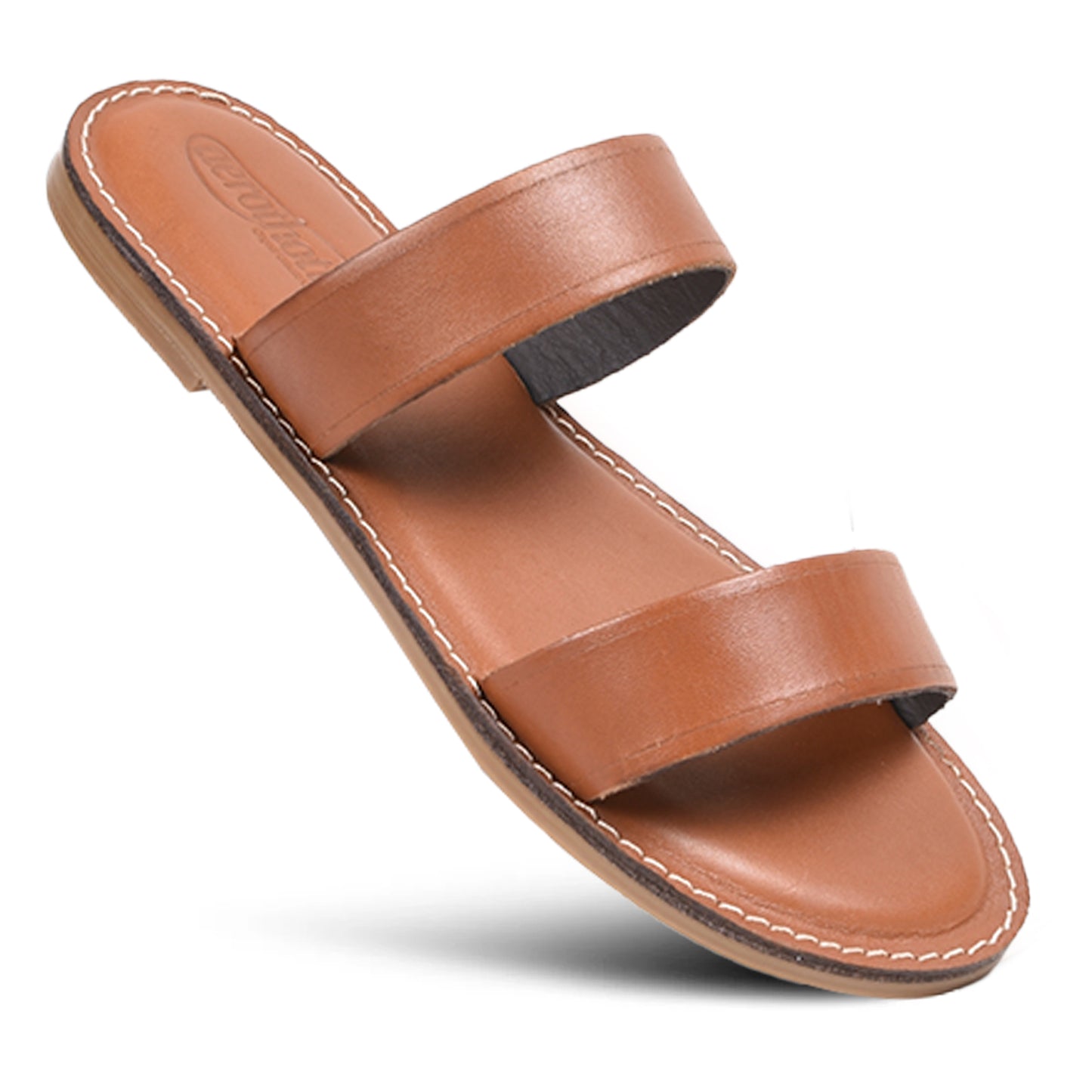 AEROTHOTIC Kelsey Women’s Flat Natural Leather Comfortable Slide Sandals - L1026