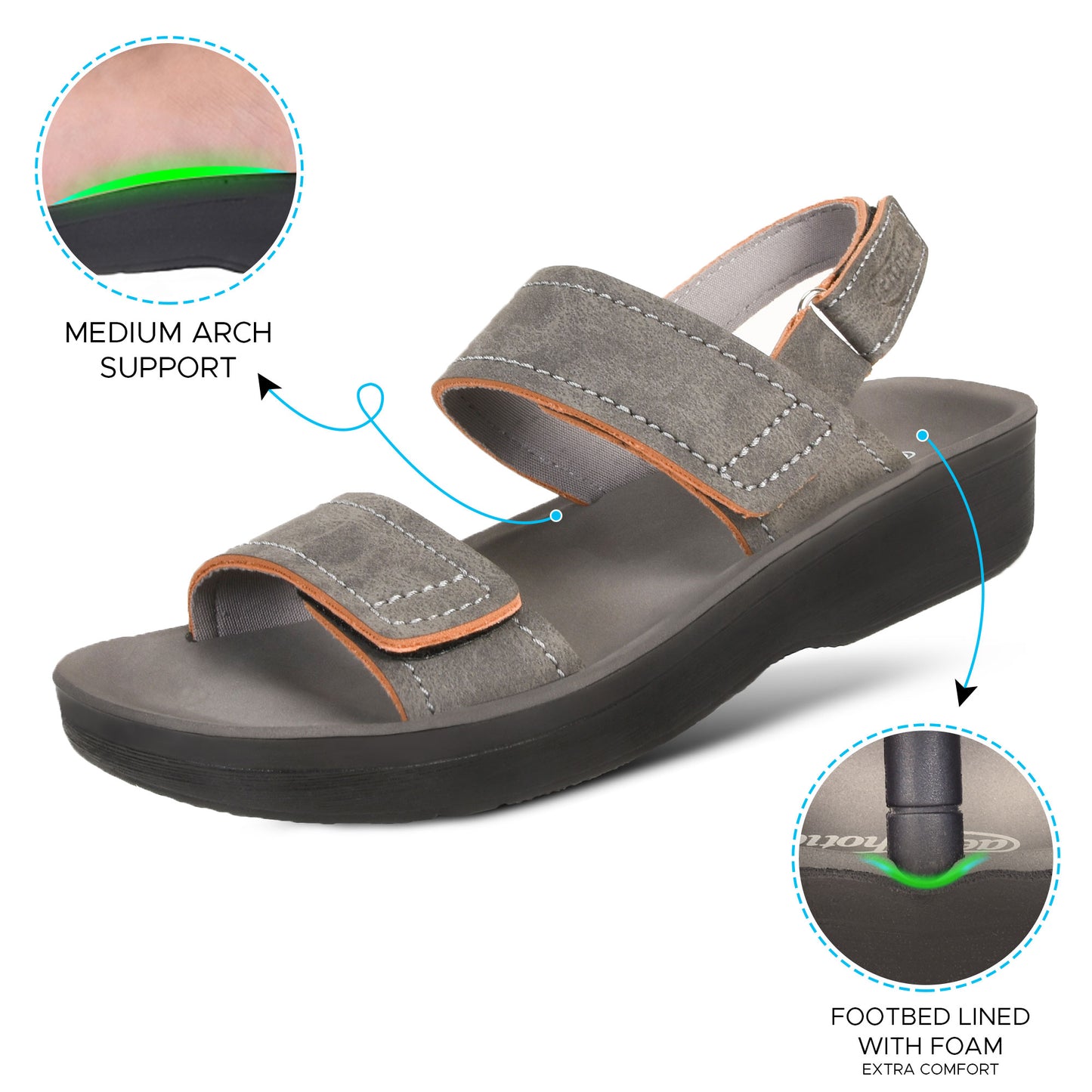 Aerothotic Renee Adjustable Strappy Comfortable Arch Support Sandals for Women - L0368