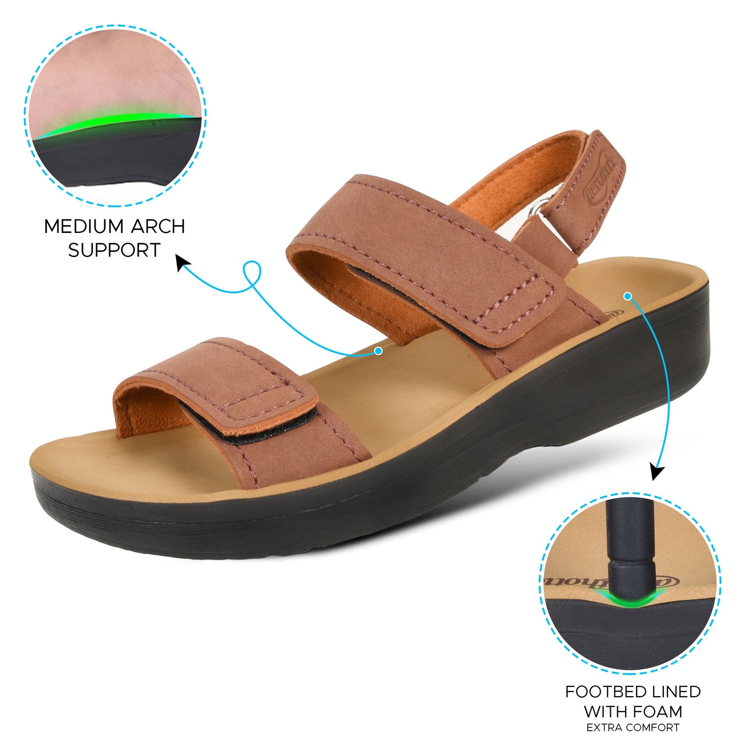 Aerothotic Renee Adjustable Strappy Comfortable Arch Support Sandals for Women - L0368