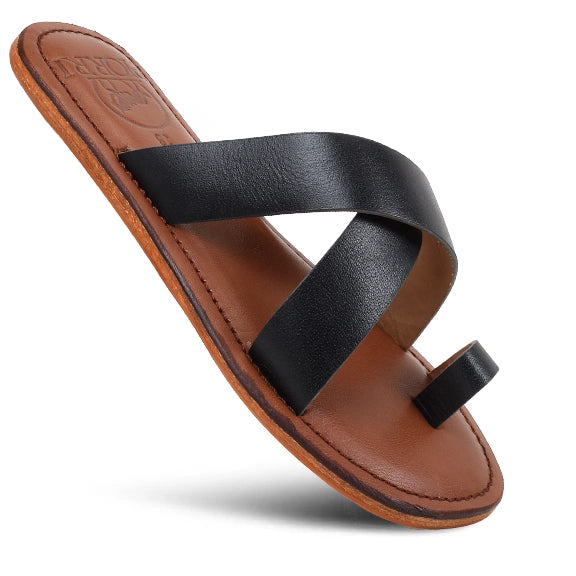 PIORRI Genuine Leather Comfort Slide Sandals for Women - LK2118