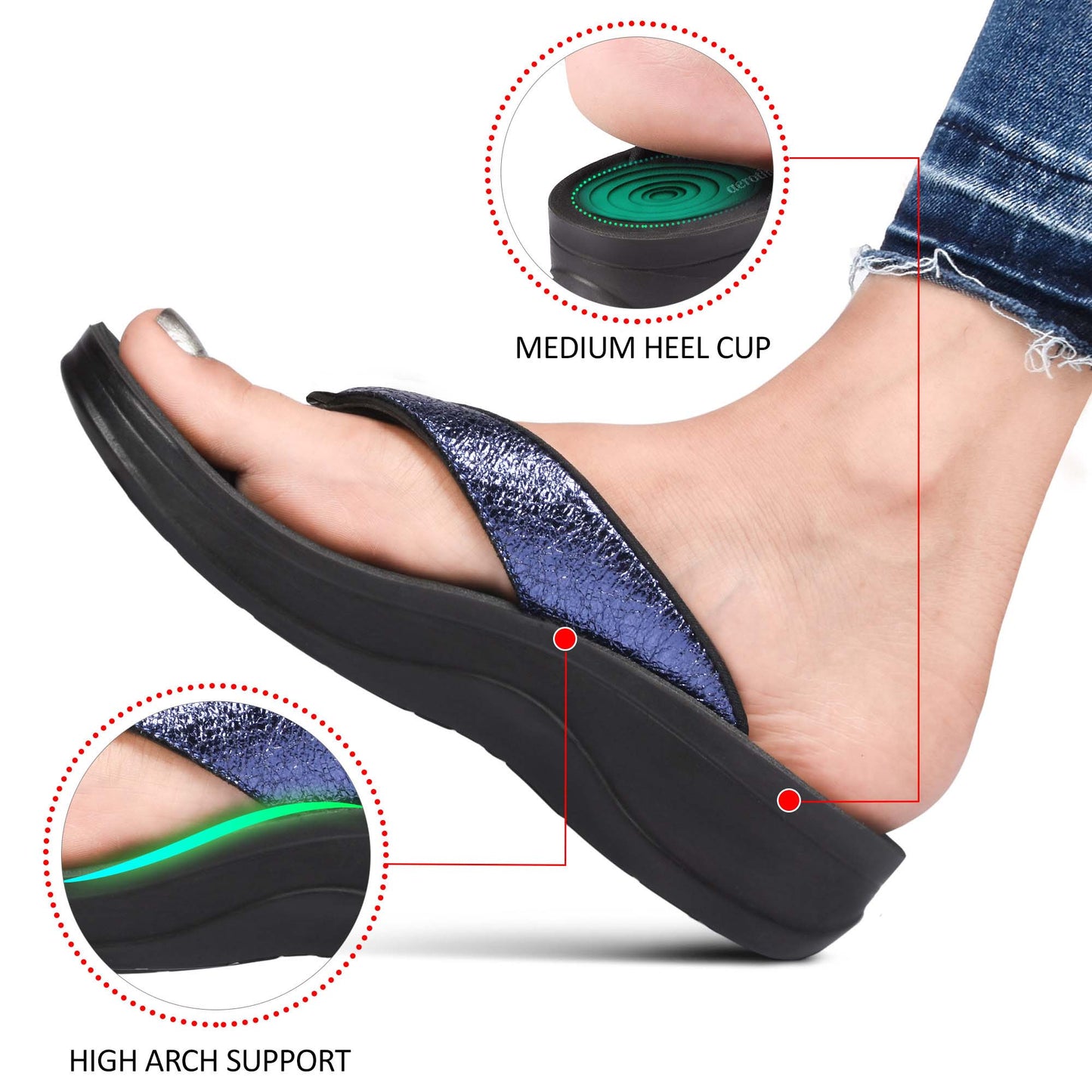 AEROTHOTIC Sequin Women's Casual Fashion Flip Flops - Original Thailand Imported - L0809