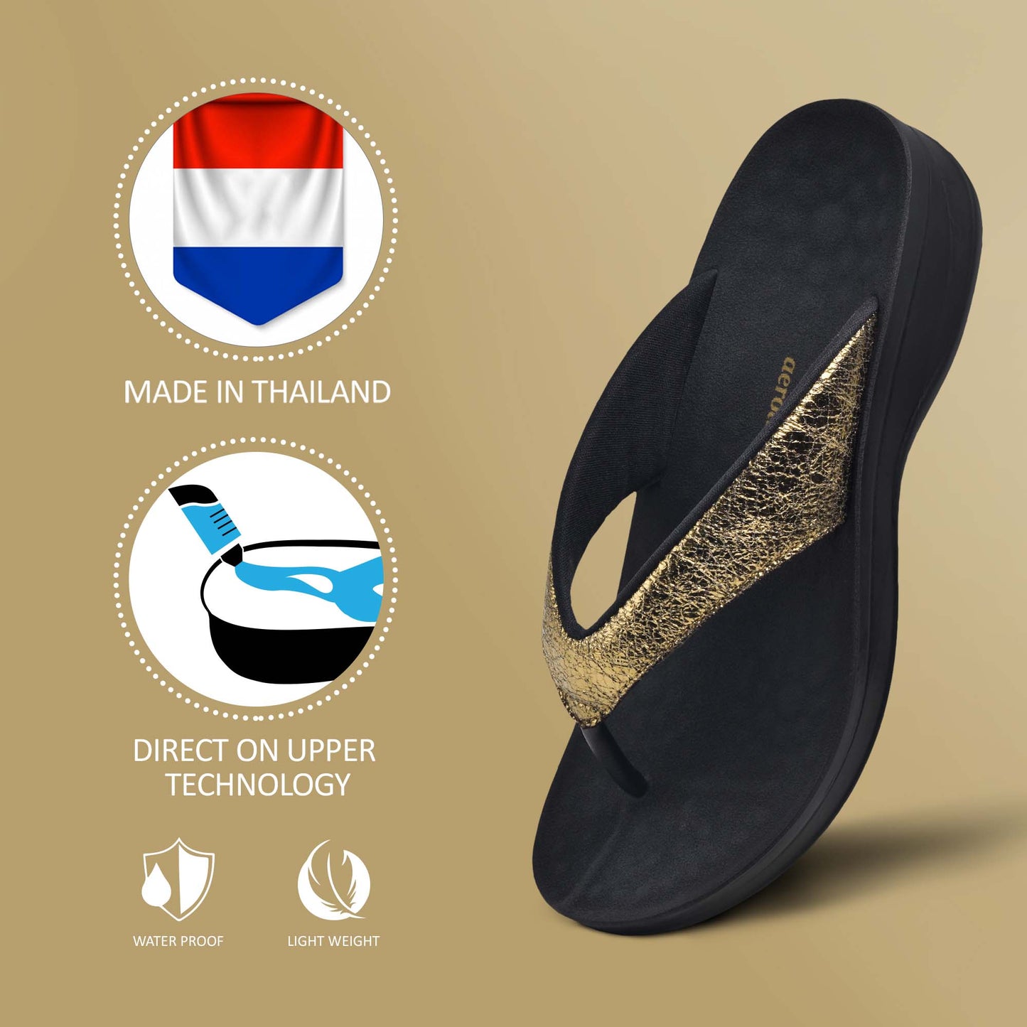 AEROTHOTIC Sequin Women's Casual Fashion Flip Flops - Original Thailand Imported - L0809