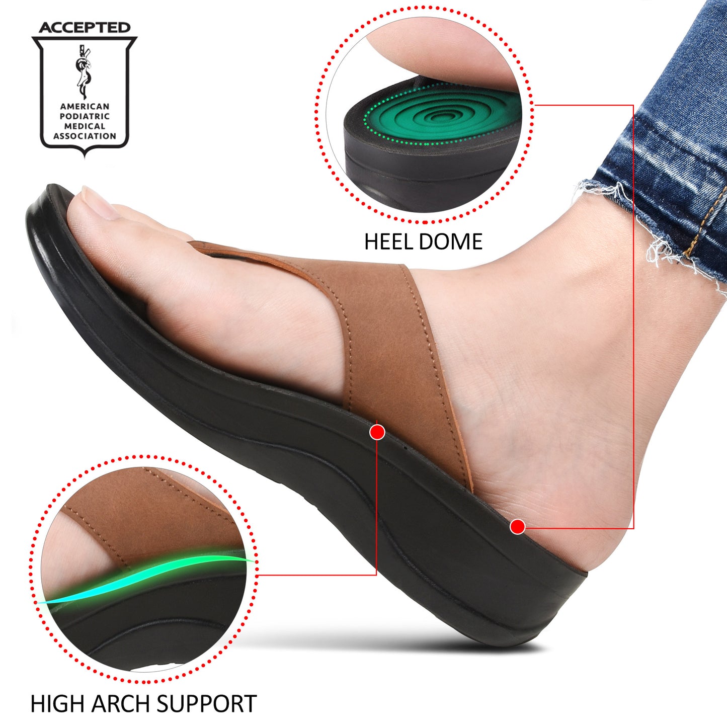 AEROTHOTIC Shale Comfortable Arch Support Flip Flops for Women  - Original Thailand Imported - L0817