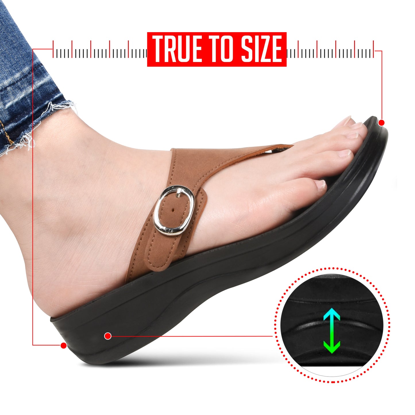 AEROTHOTIC Shale Comfortable Arch Support Flip Flops for Women  - Original Thailand Imported - L0817