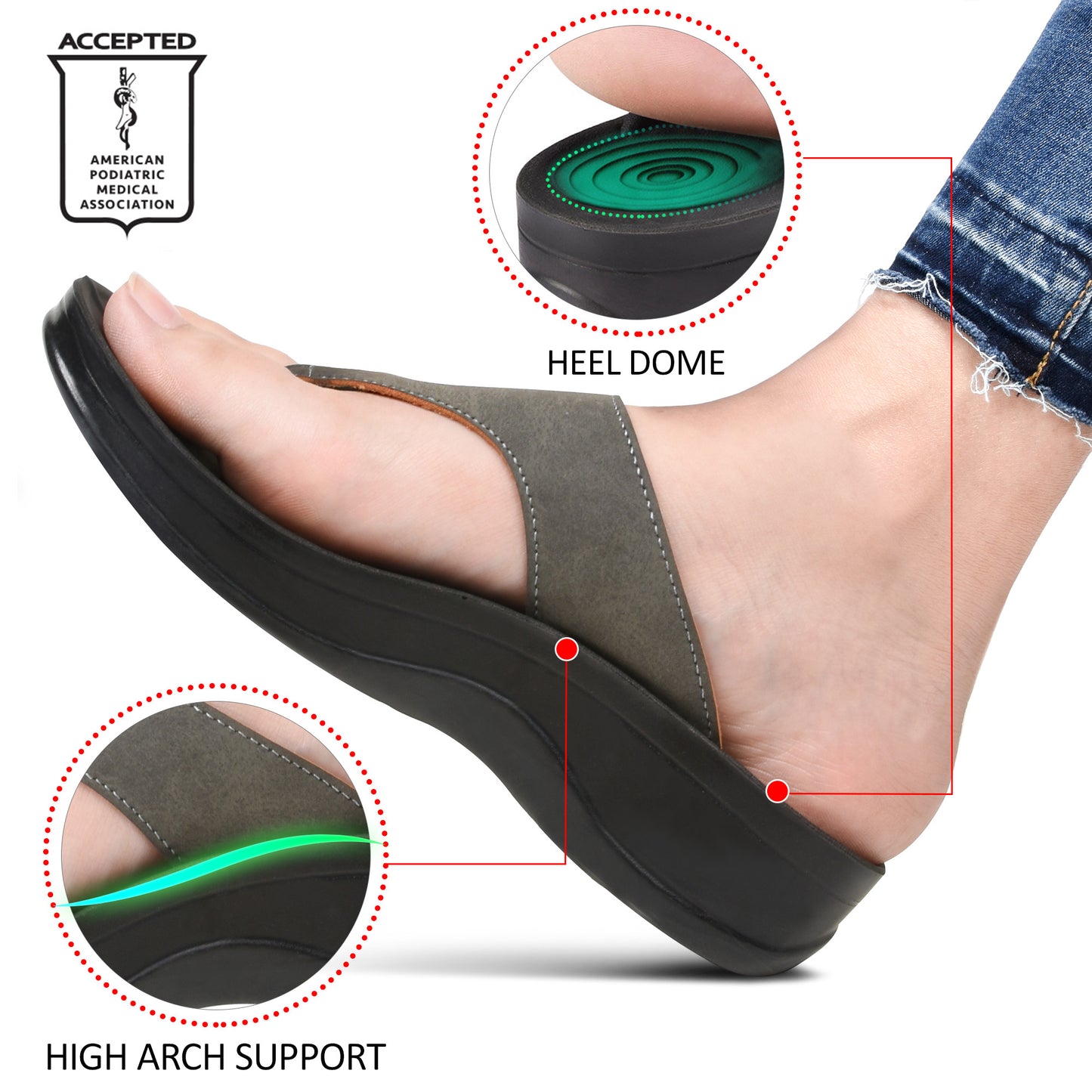 AEROTHOTIC Shale Comfortable Arch Support Flip Flops for Women  - Original Thailand Imported - L0817