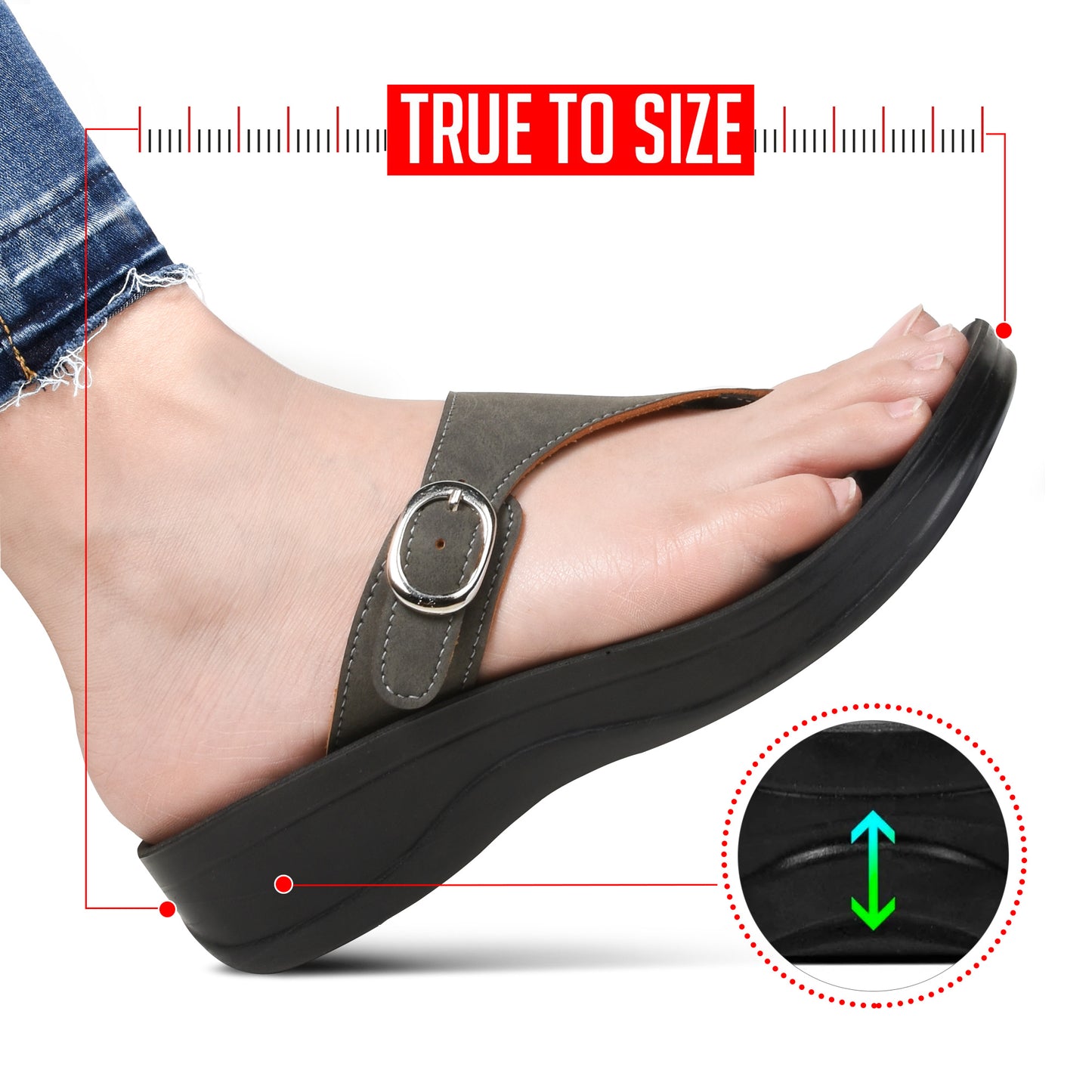 AEROTHOTIC Shale Comfortable Arch Support Flip Flops for Women  - Original Thailand Imported - L0817