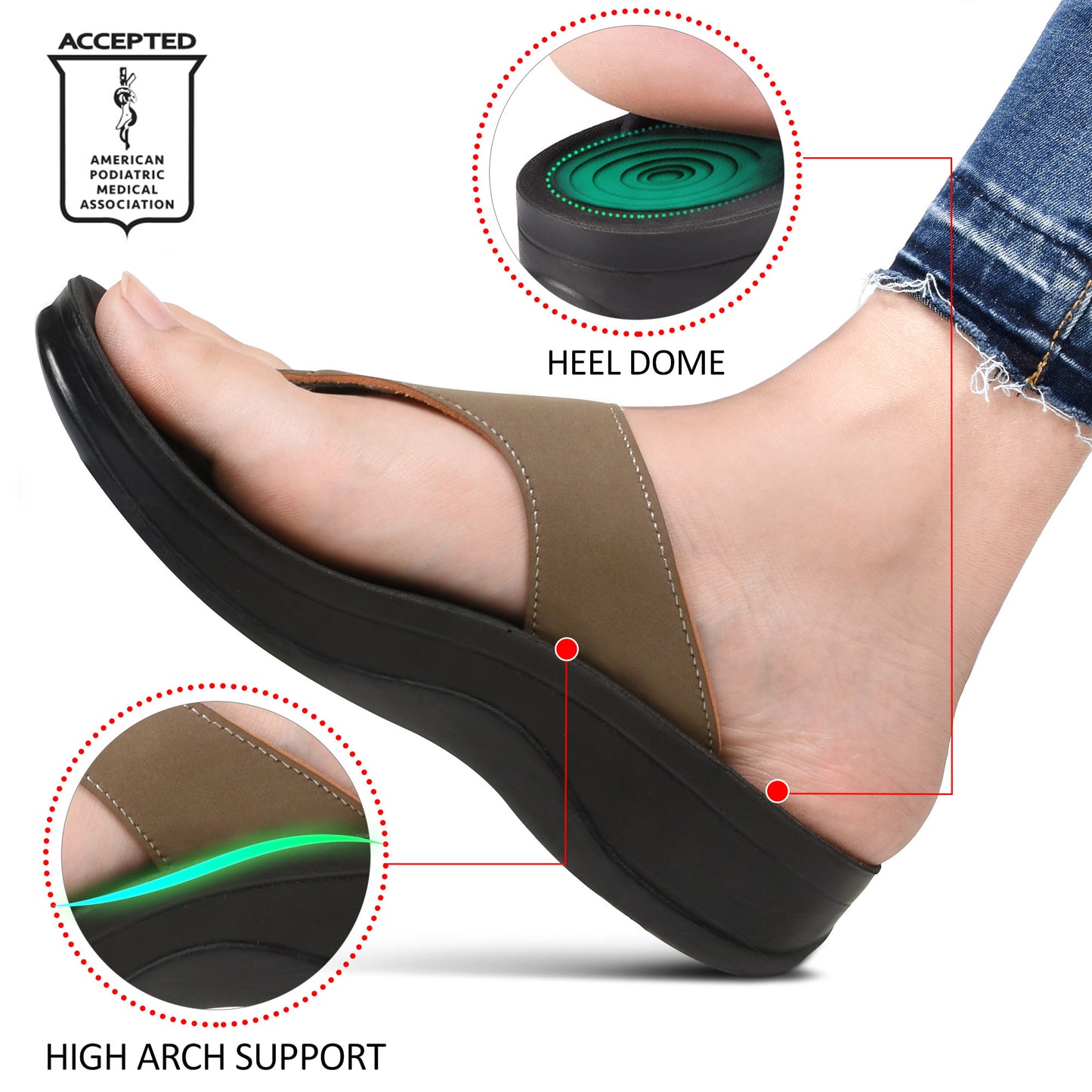 AEROTHOTIC Shale Comfortable Arch Support Flip Flops for Women  - Original Thailand Imported - L0817