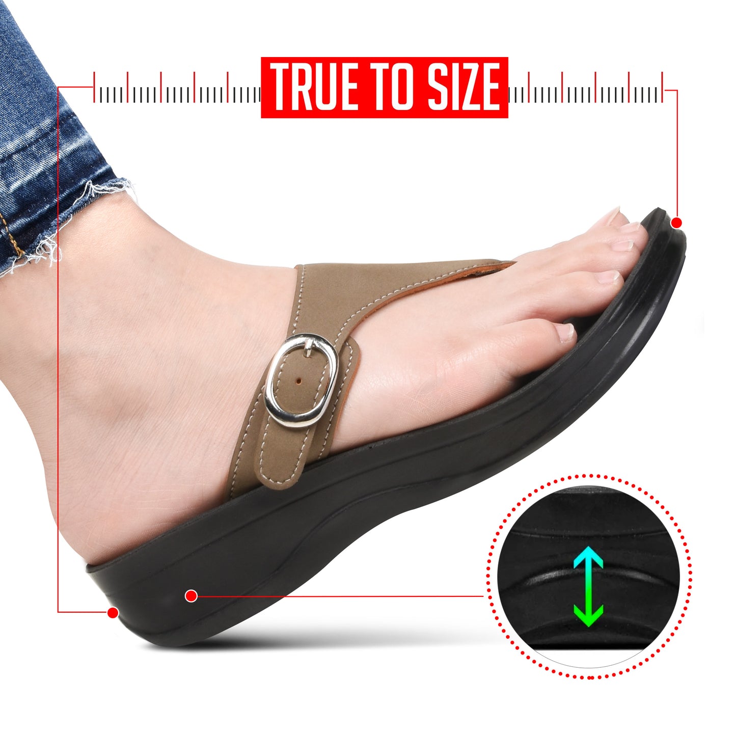 AEROTHOTIC Shale Comfortable Arch Support Flip Flops for Women  - Original Thailand Imported - L0817