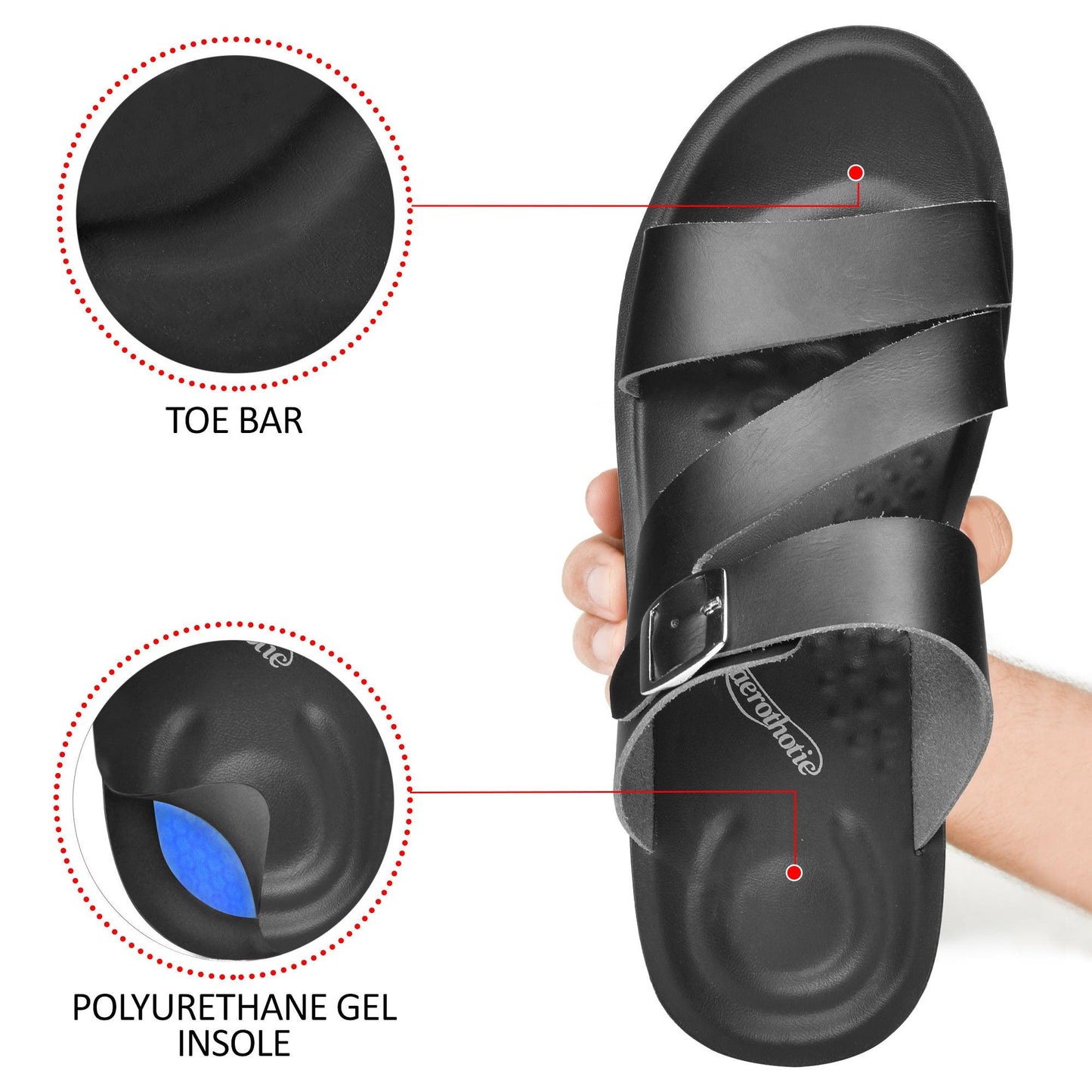 Aerothotic-Men-Black-Casual-M1215-Clade-Slip-On-Sandals