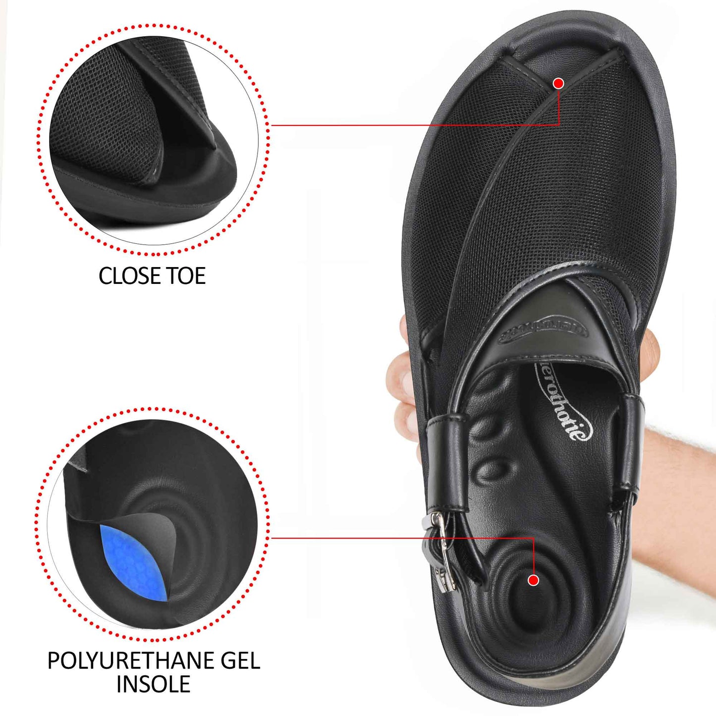 AEROTHOTIC Ansel Synthetic Leather Gents Peshawari Sandals – Original Thailand Imported – M1114