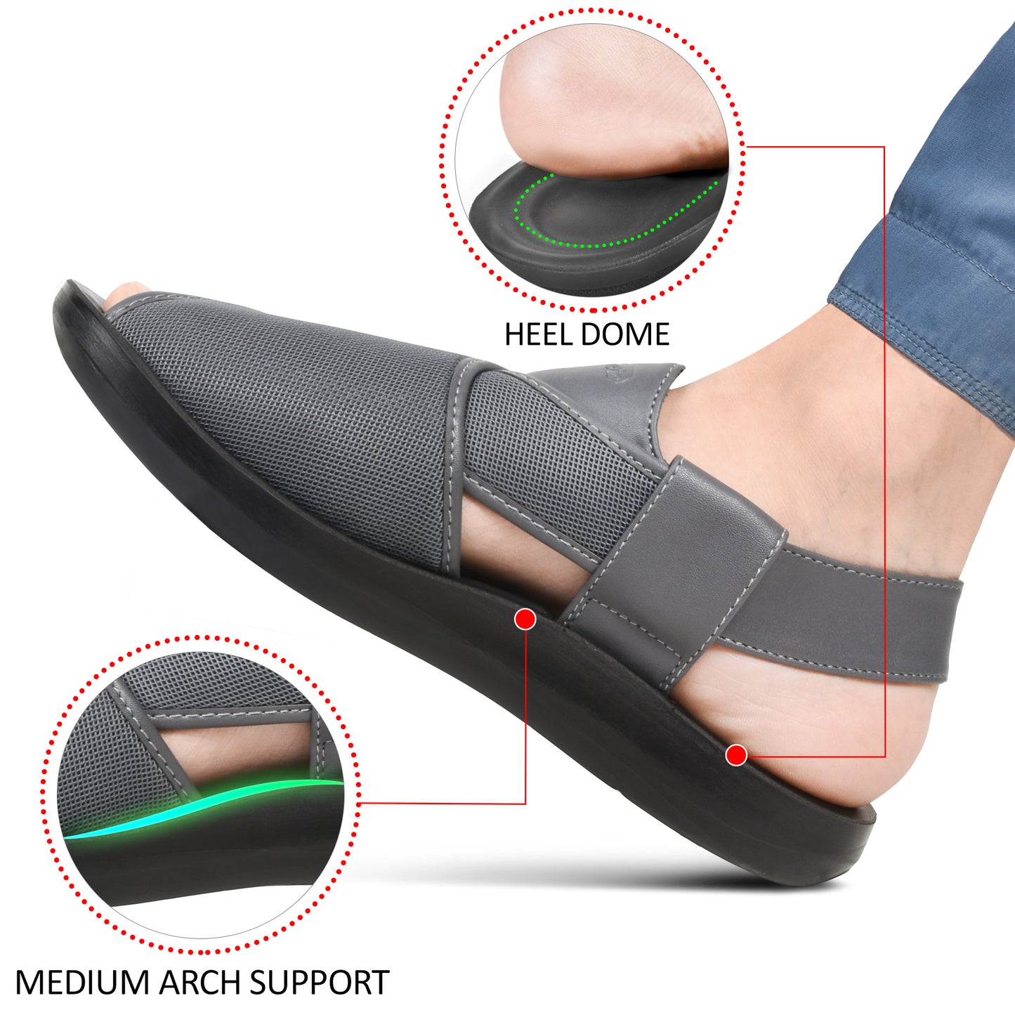 AEROTHOTIC Ansel Synthetic Leather Gents Peshawari Sandals – Original Thailand Imported – M1114
