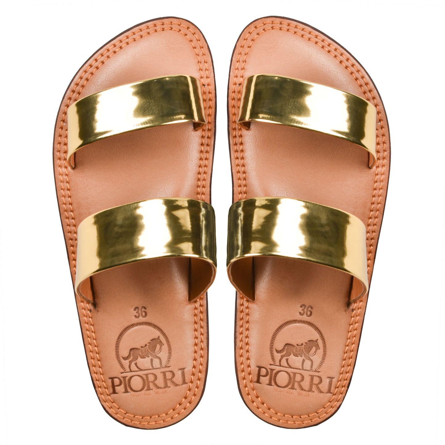 PIORRI by Aerothotic - Selene Women’s Flat Natural Leather Comfortable Slide Sandals - LK2109