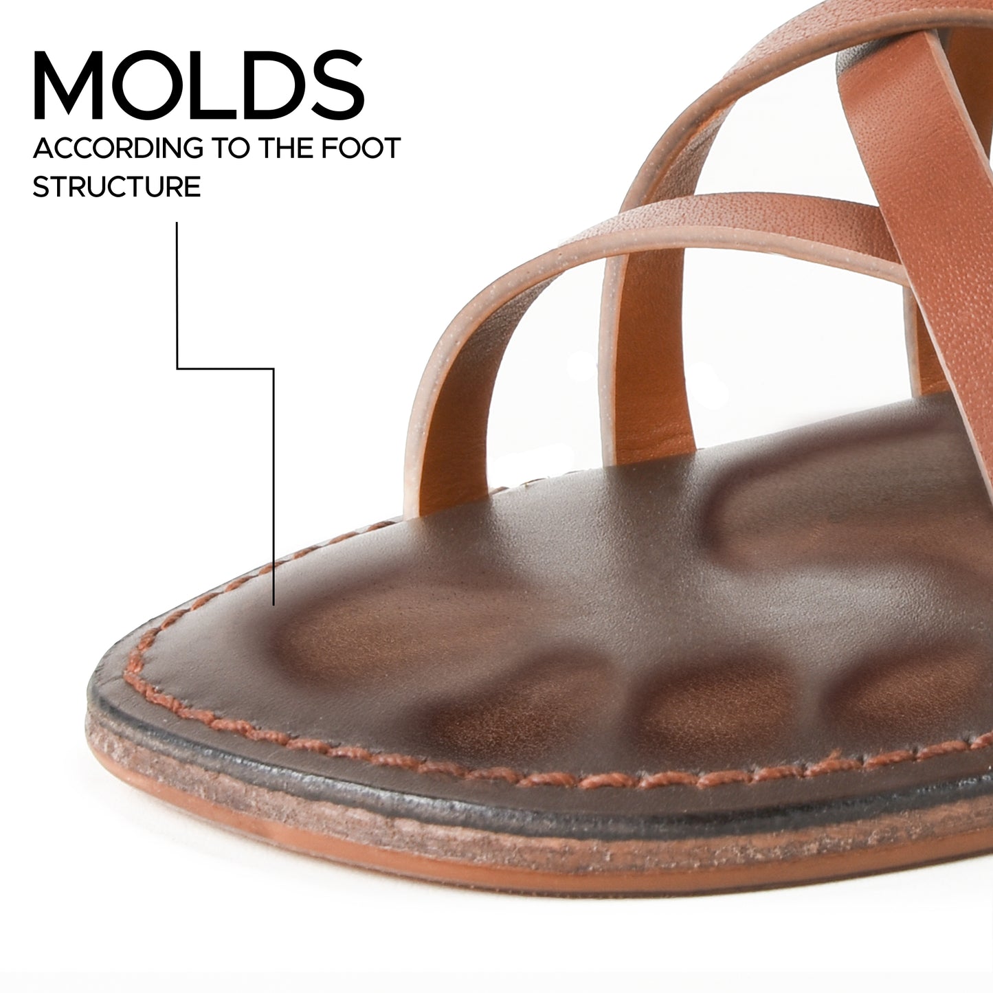PIORRI by Aerothotic - Averi Women’s Flat Natural Leather Comfortable Slide Sandals - LK2113