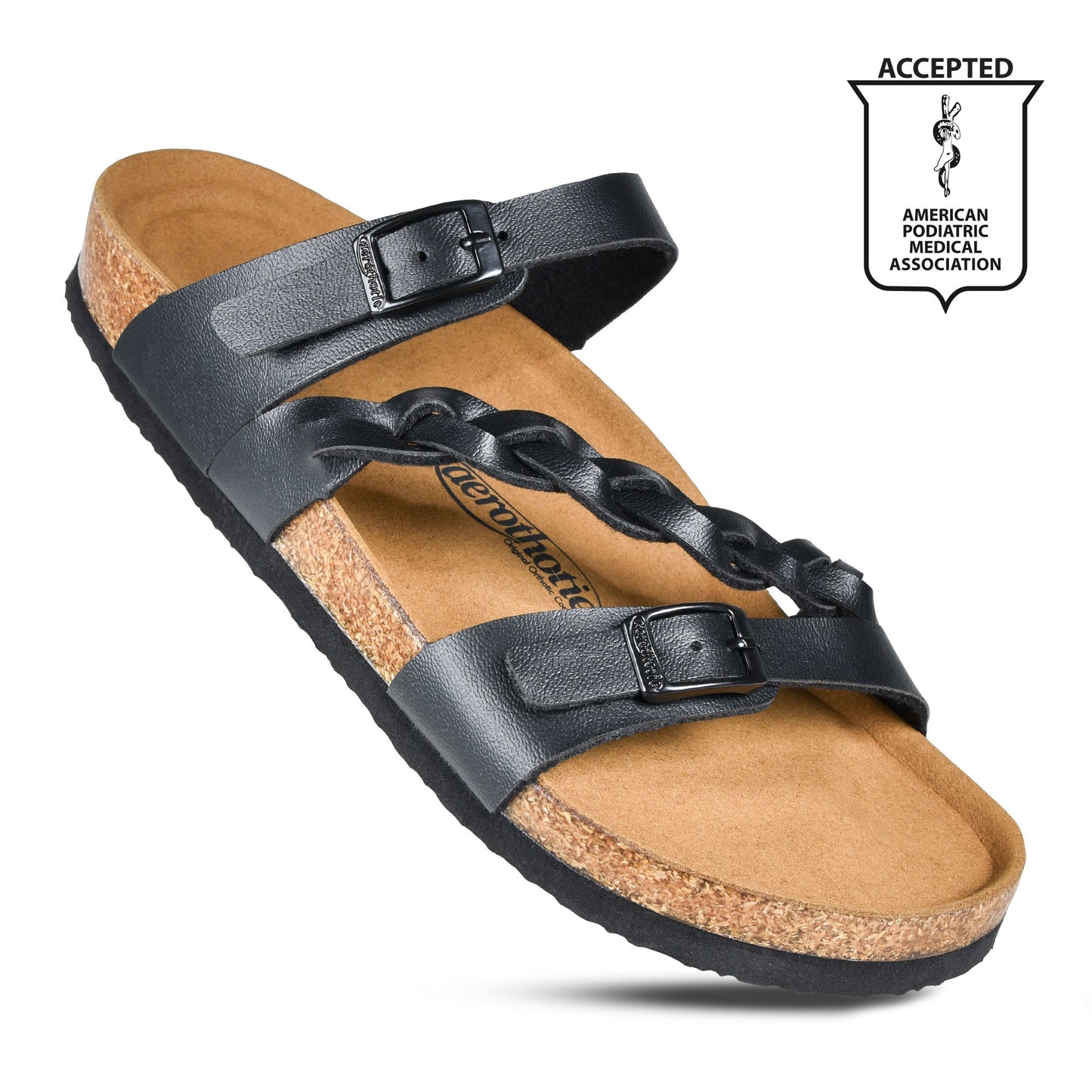 PU1103 Aerothotic Women Black supportive sandals