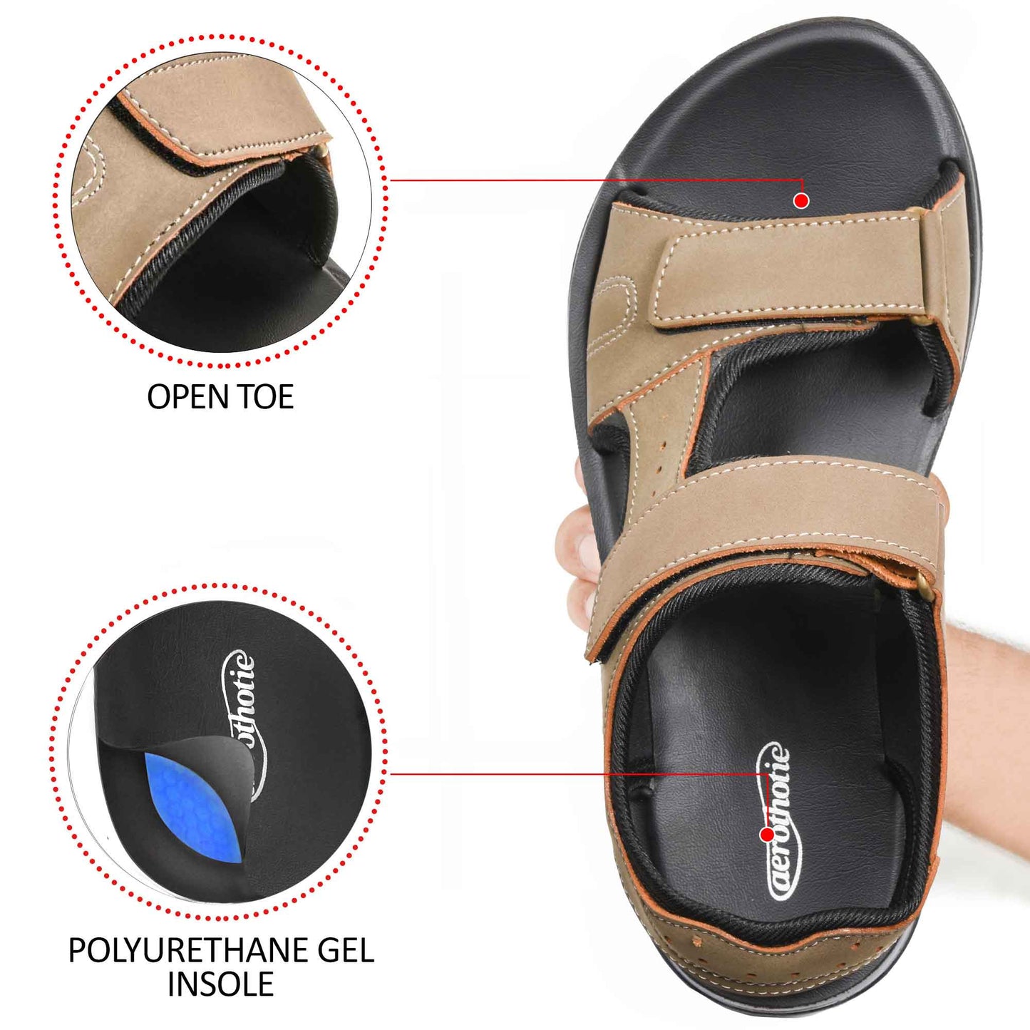 AEROTHOTIC Darius Adjustable Strappy Men’s Slingback Sandals – Original Thailand Imported – M1604
