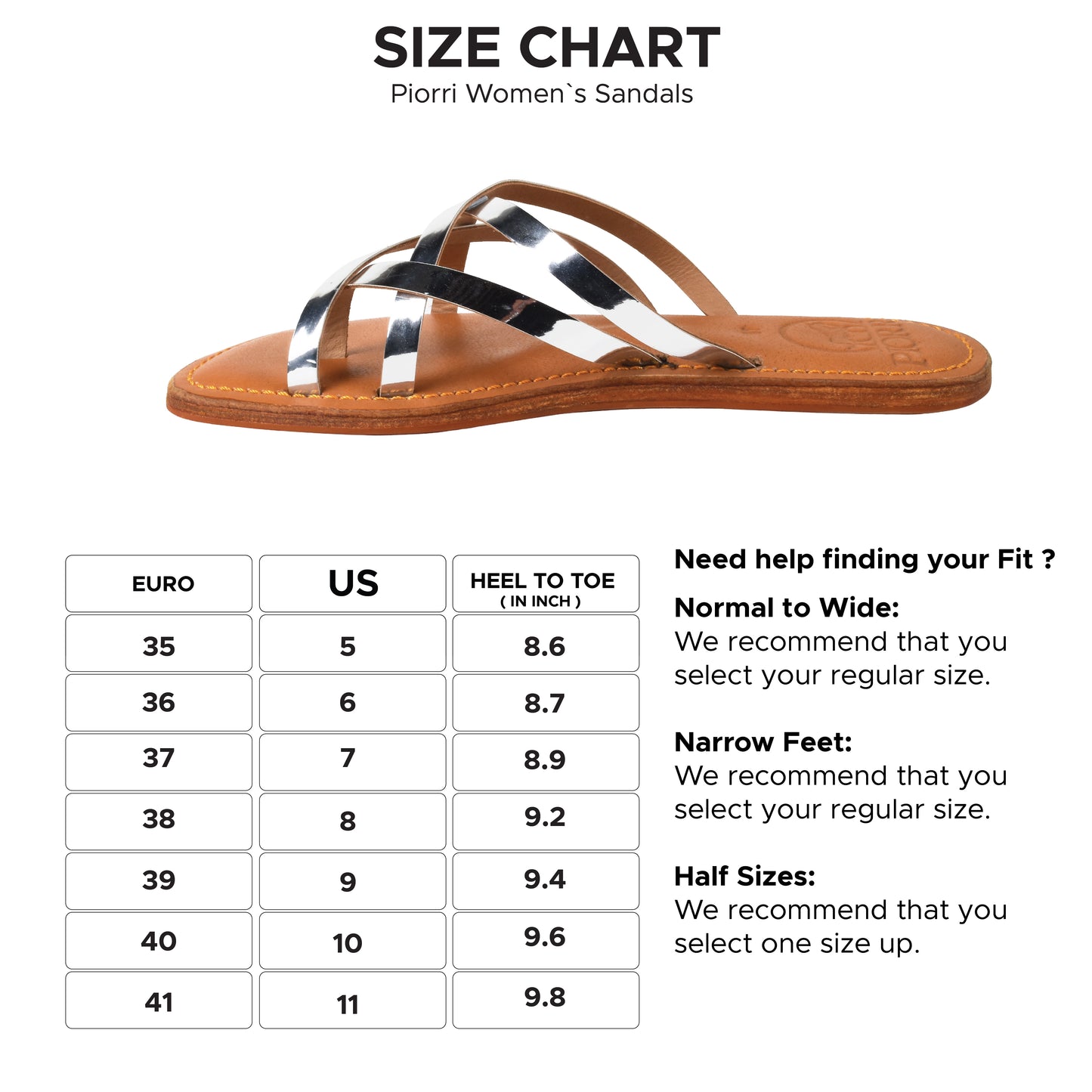 Piorri Dione Women's Leather Split Toe Strappy Slide Sandals - LK2107