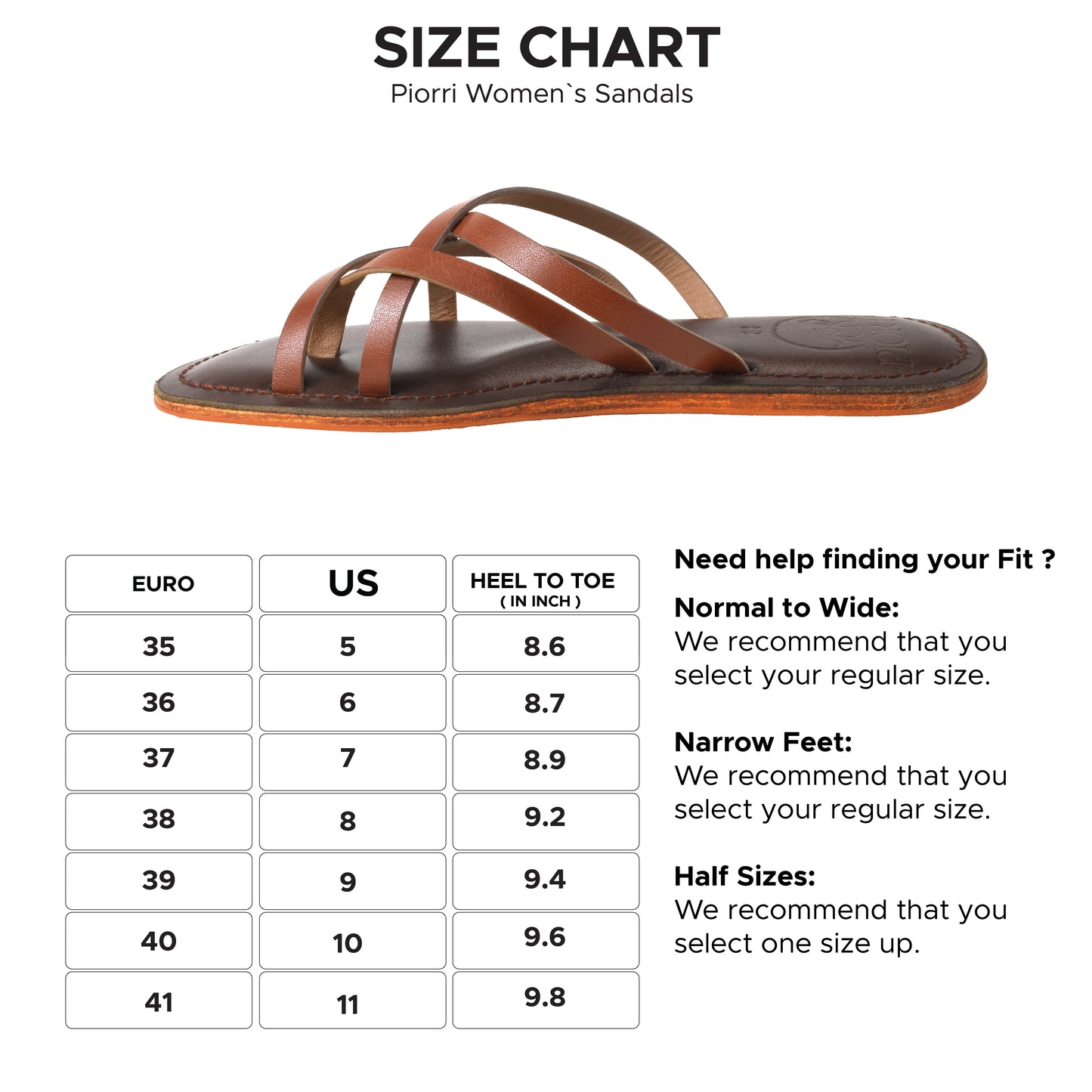 Piorri Dione Women's Leather Split Toe Strappy Slide Sandals - LK2107