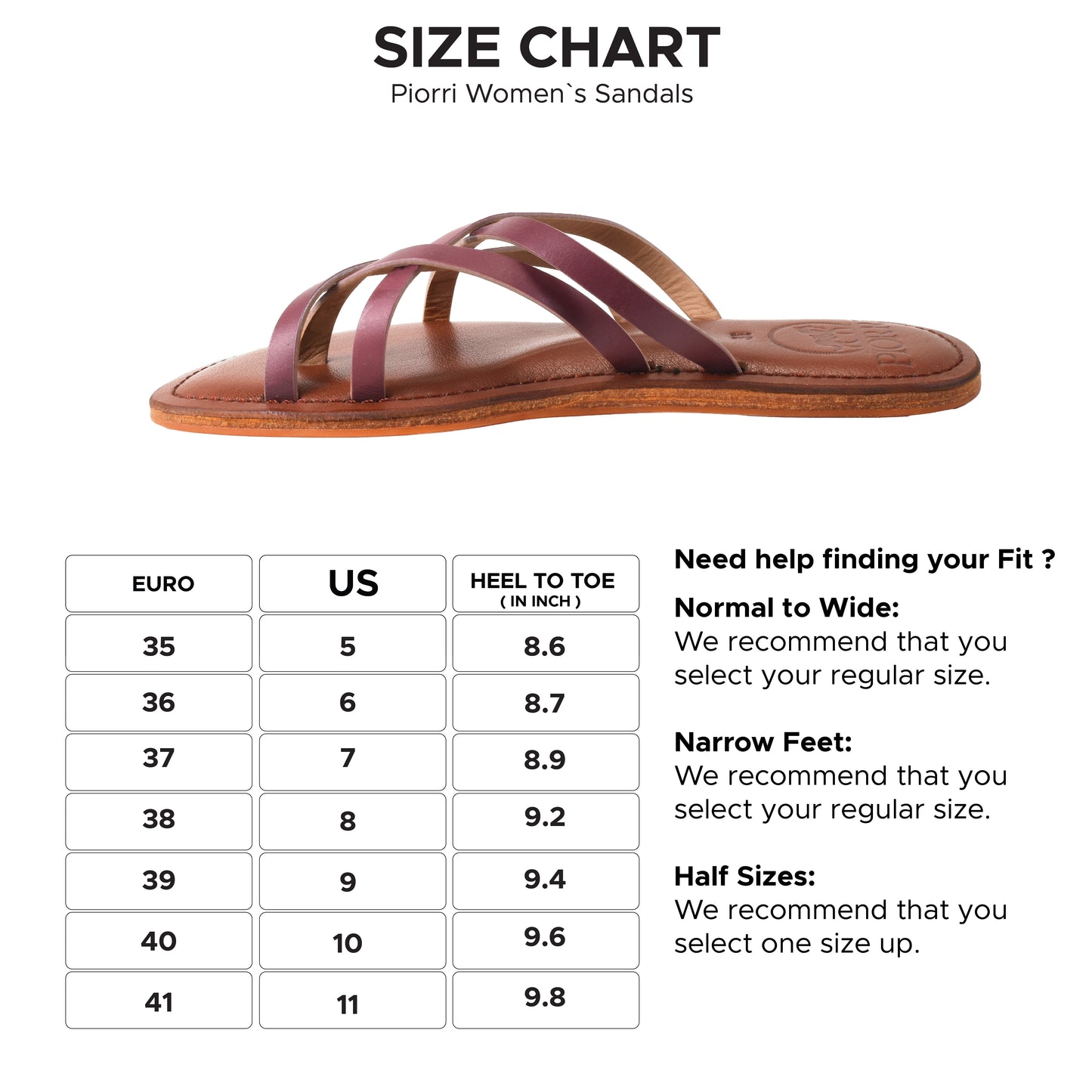 Piorri Dione Women's Leather Split Toe Strappy Slide Sandals - LK2107