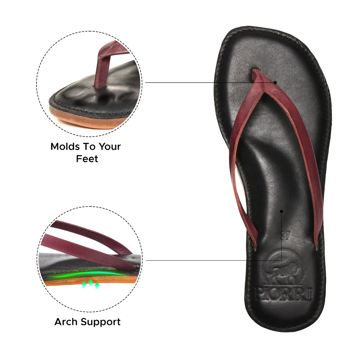 Piorri Aeris Women's Genuine Leather Comfort Slide Sandals - PL3293