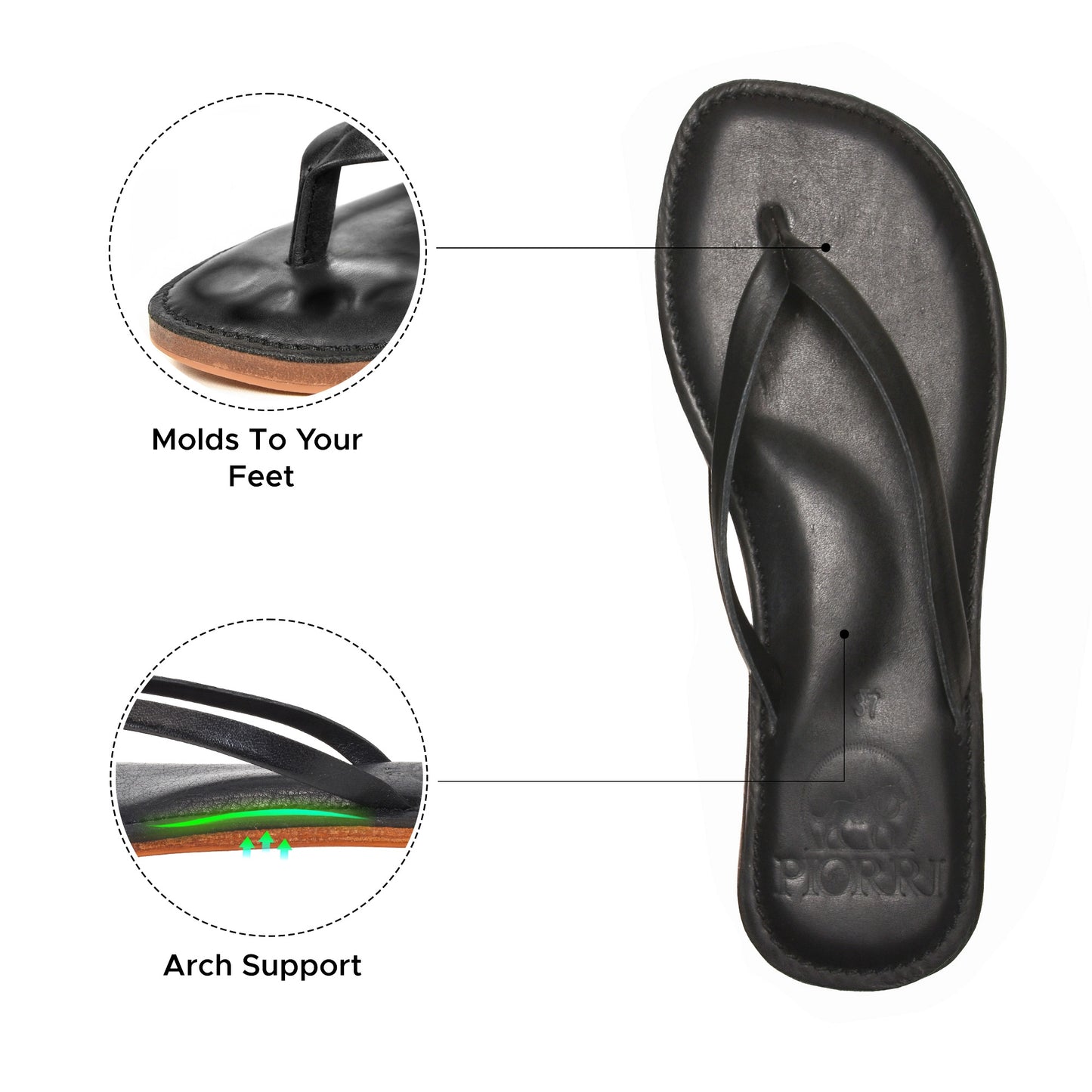 Piorri Aeris Women's Genuine Leather Comfort Slide Sandals - PL3293