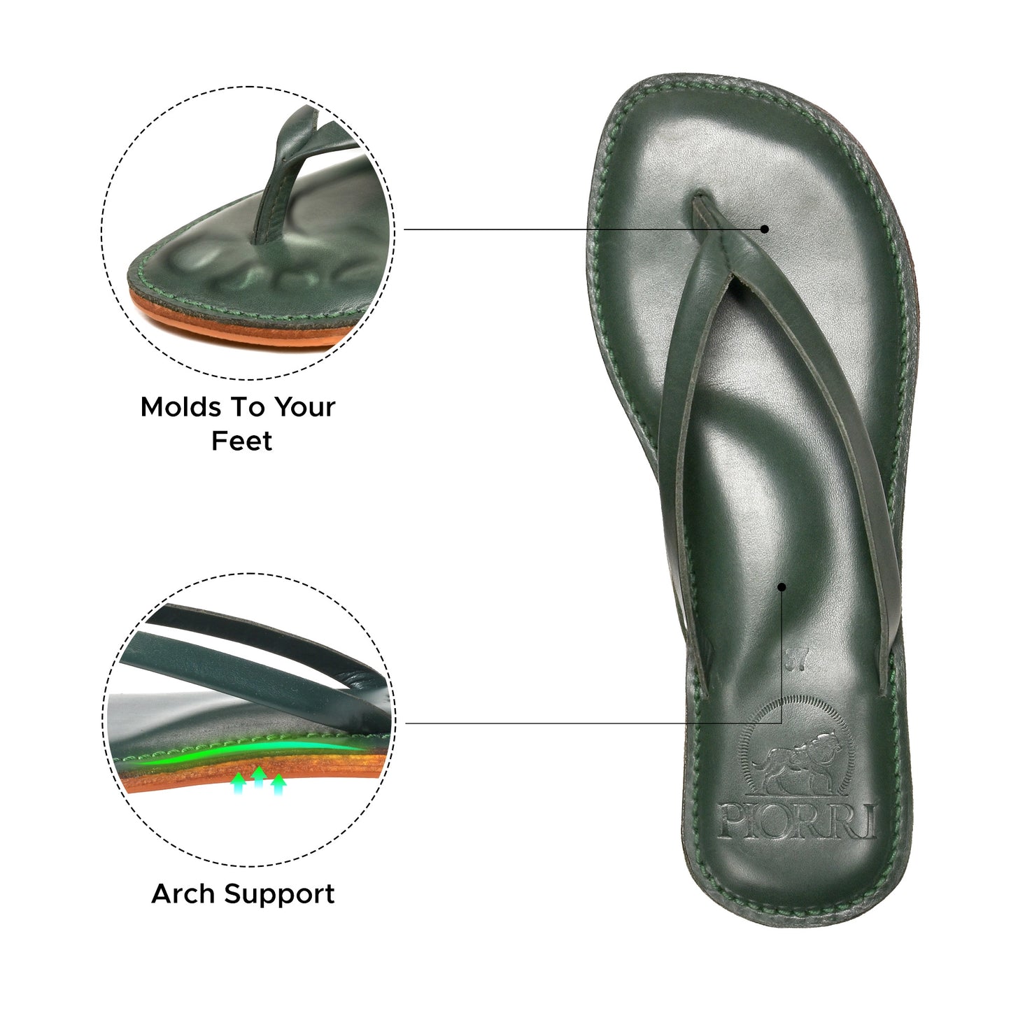 Piorri Aeris Women's Genuine Leather Comfort Slide Sandals - PL3293