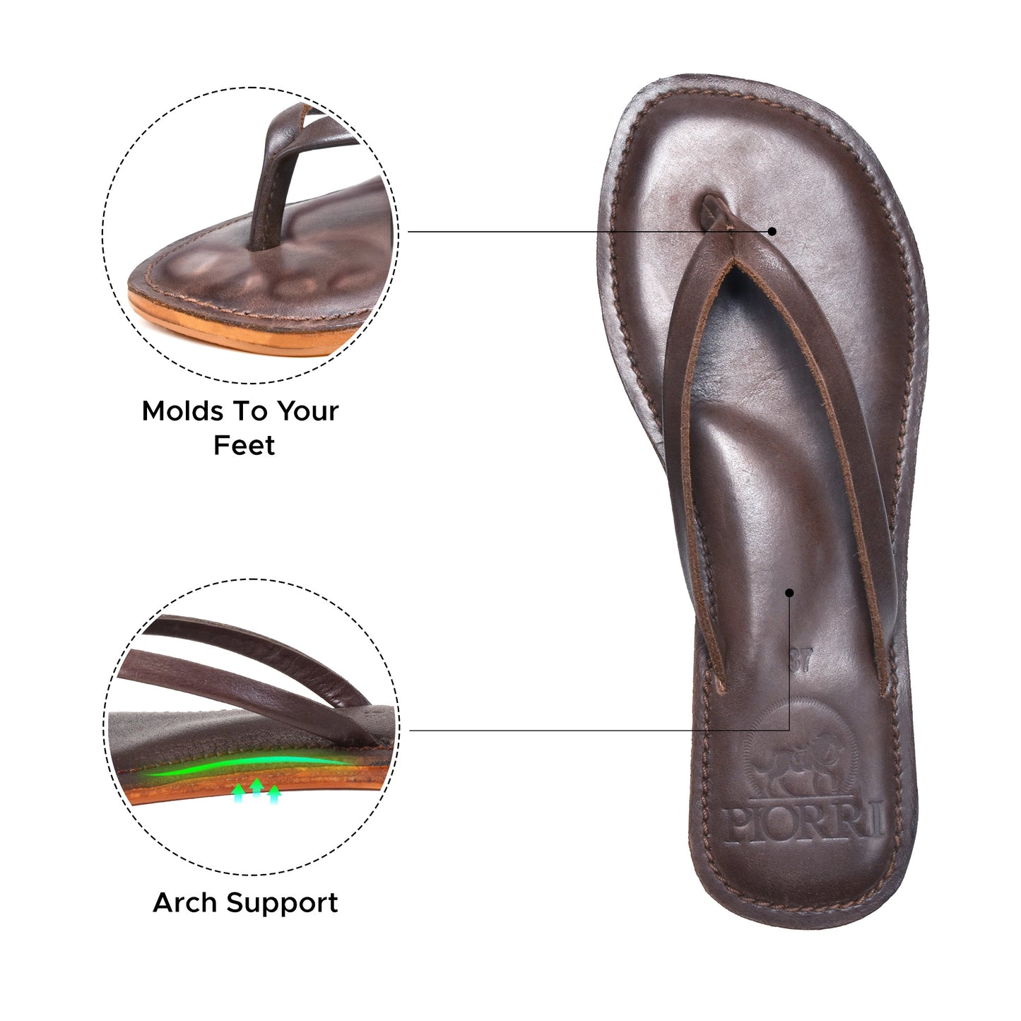 Piorri Aeris Women's Genuine Leather Comfort Slide Sandals - PL3293