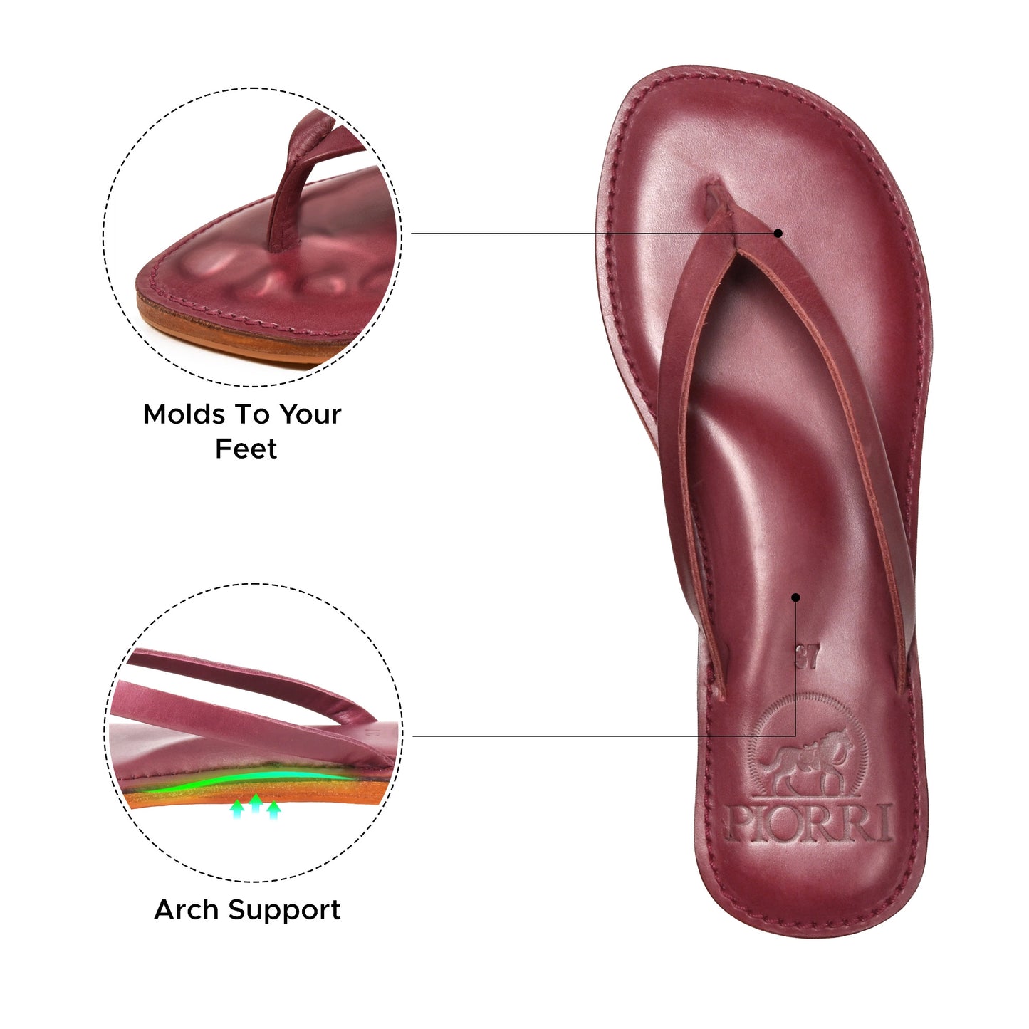 Piorri Aeris Women's Genuine Leather Comfort Slide Sandals - PL3293