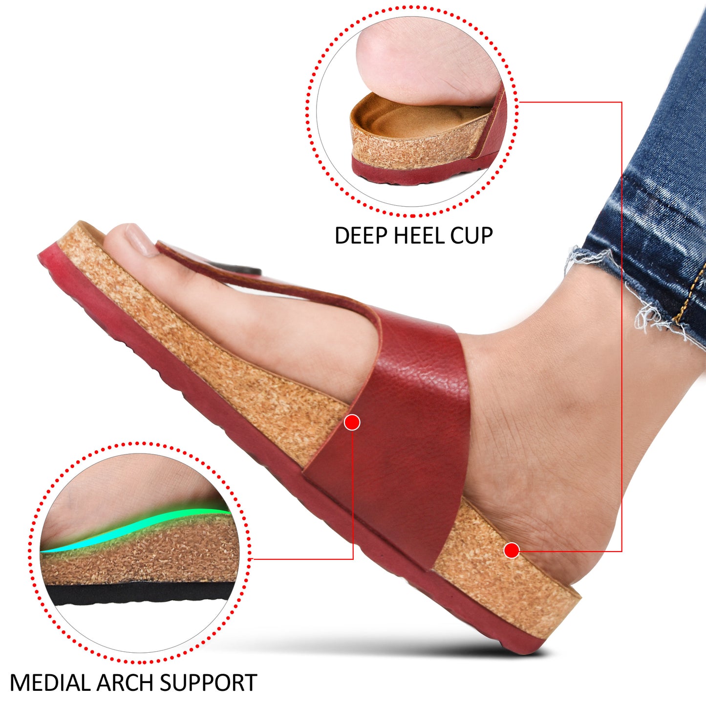 Aerothotic - Taiga Arch Support Footbed Cork Women’s Slides - PU1113