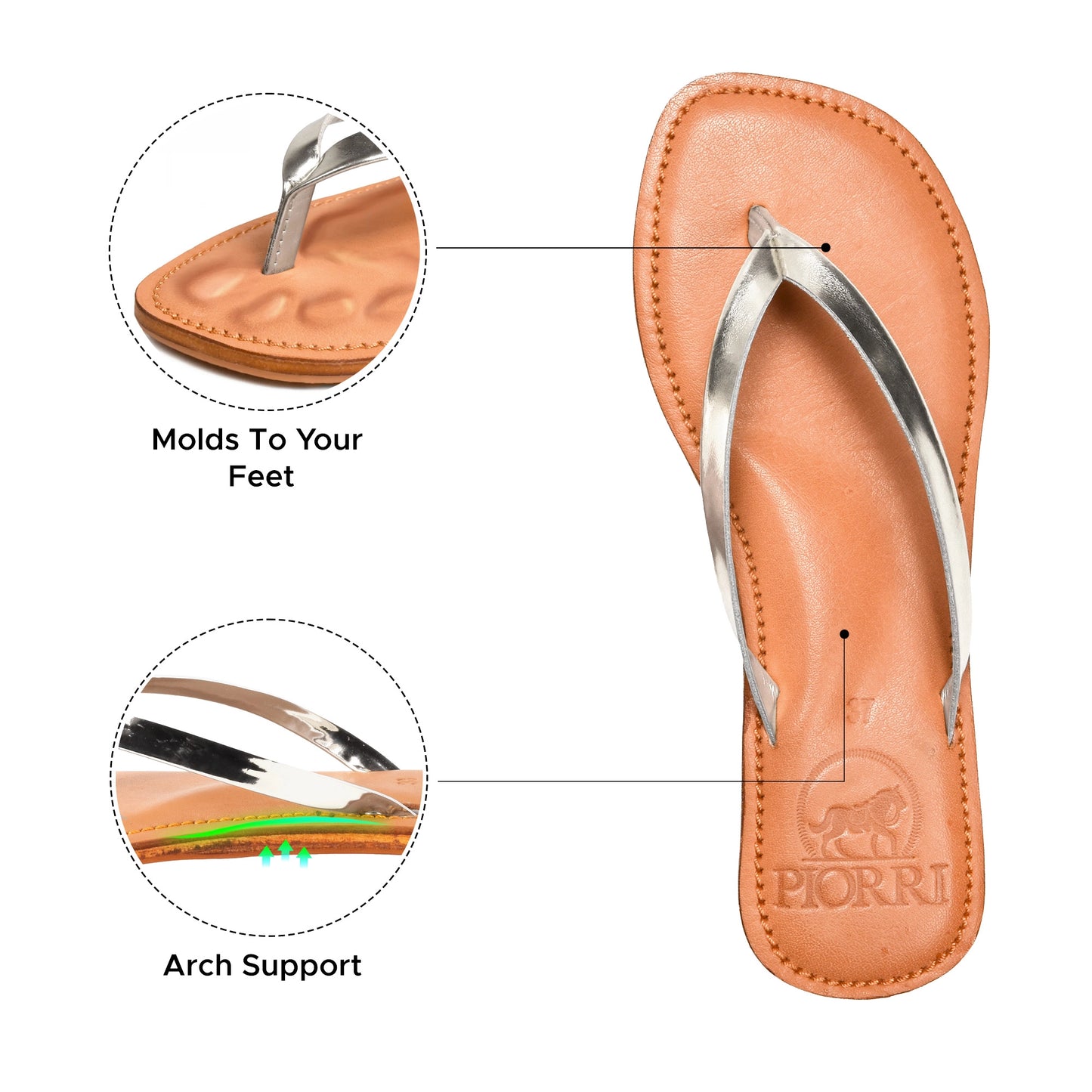 Piorri Aeris Women's Genuine Leather Comfort Slide Sandals - PL3293