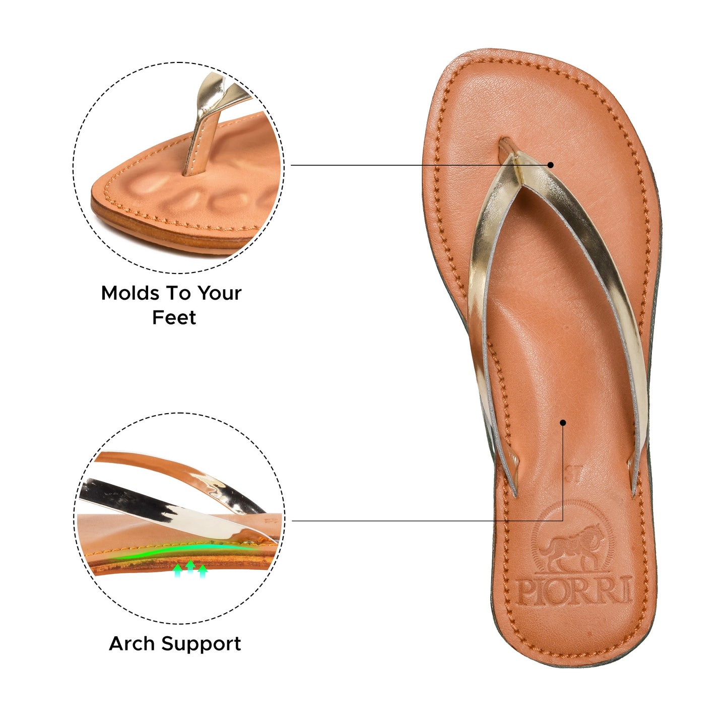 Piorri Aeris Women's Genuine Leather Comfort Slide Sandals - PL3293