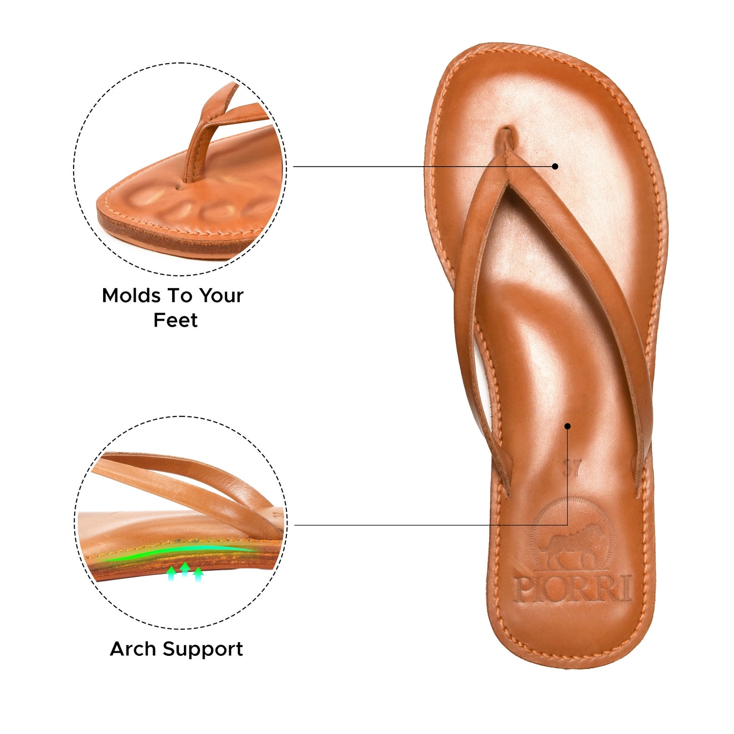 Piorri Aeris Women's Genuine Leather Comfort Slide Sandals - PL3293