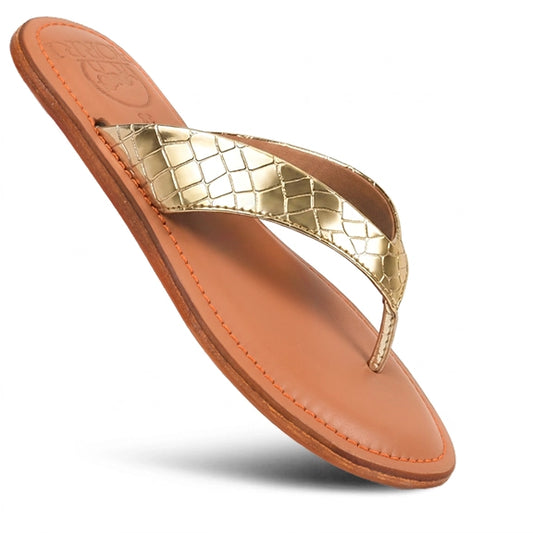 PIORRI by Aerothotic - Mosaic Women's Genuine Leather Summer Casual Comfort Flat Slide Sandals -P3294
