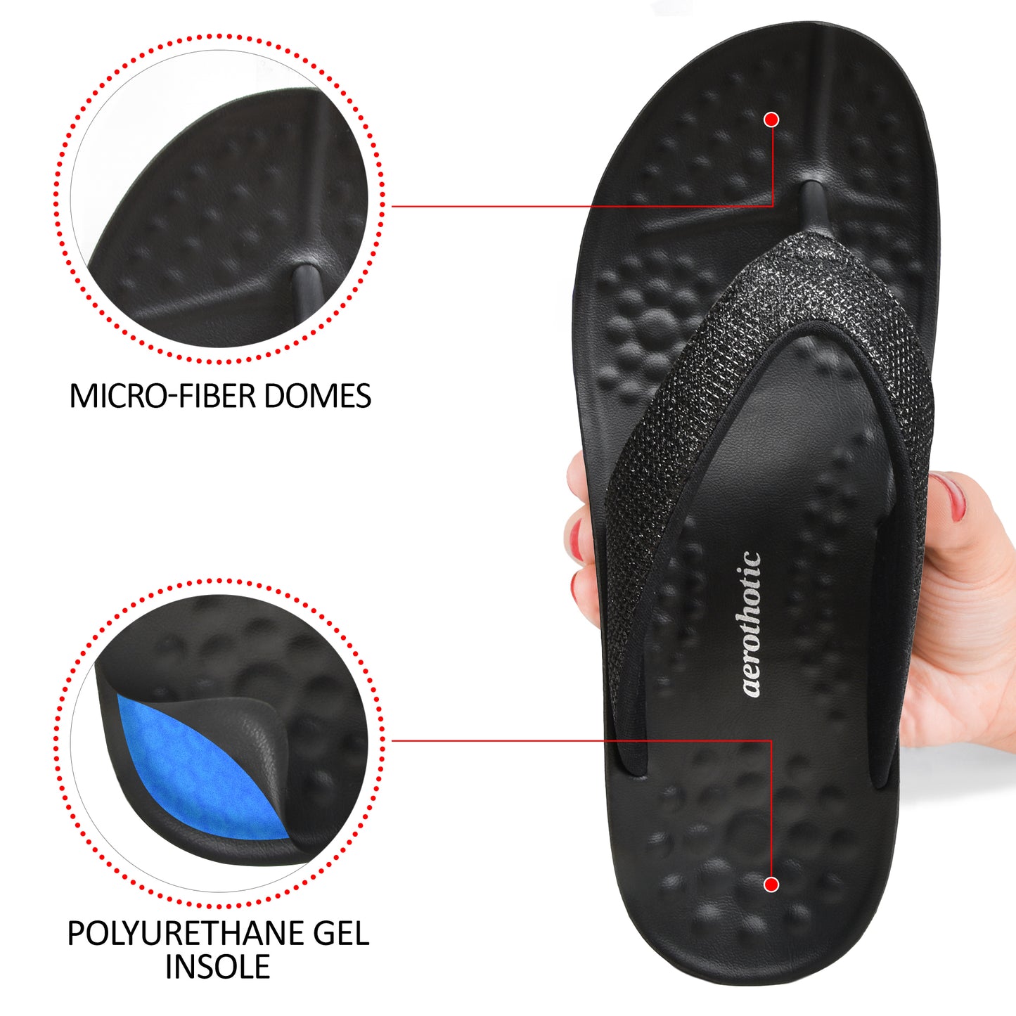 AEROTHOTIC Sparkle Ladies Fashion Flip Flop Slippers - Original Thailand Imported - L0801