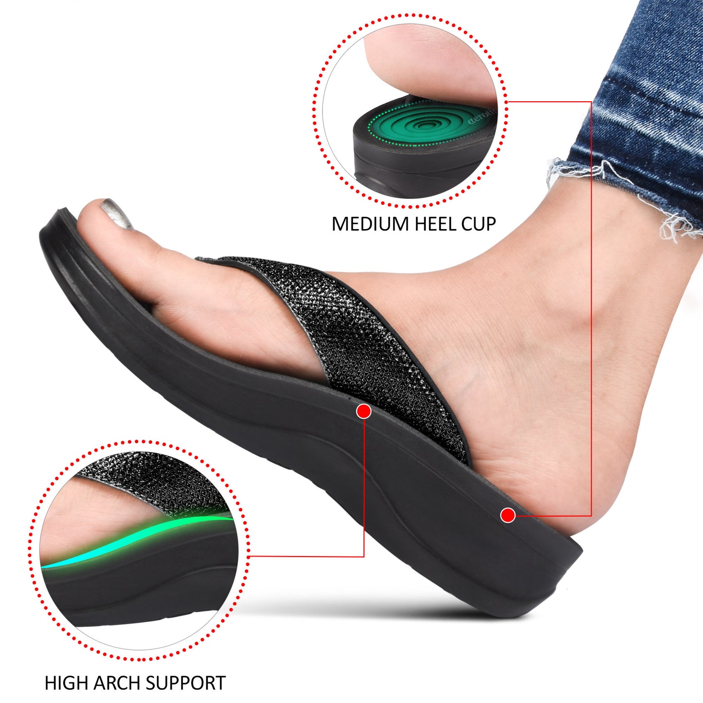 AEROTHOTIC Sparkle Ladies Fashion Flip Flop Slippers - Original Thailand Imported - L0801