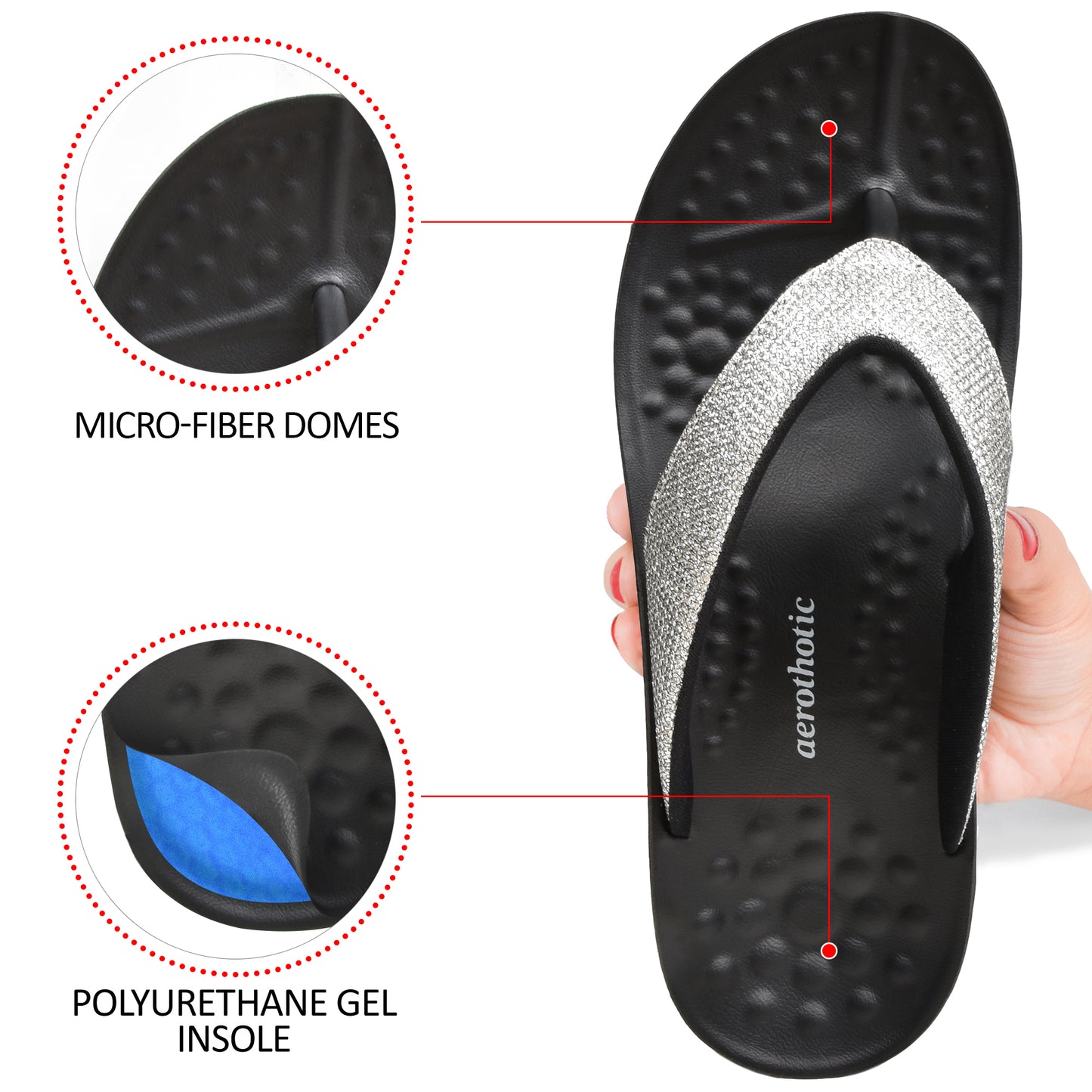 AEROTHOTIC Sparkle Ladies Fashion Flip Flop Slippers - Original Thailand Imported - L0801