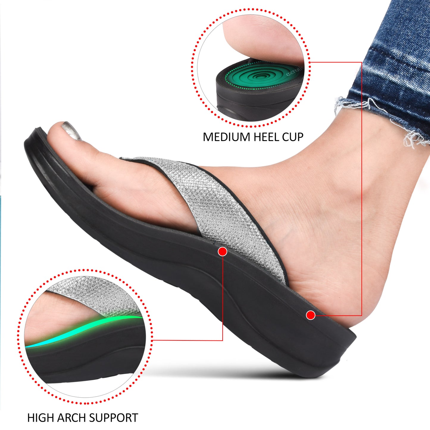 AEROTHOTIC Sparkle Ladies Fashion Flip Flop Slippers - Original Thailand Imported - L0801