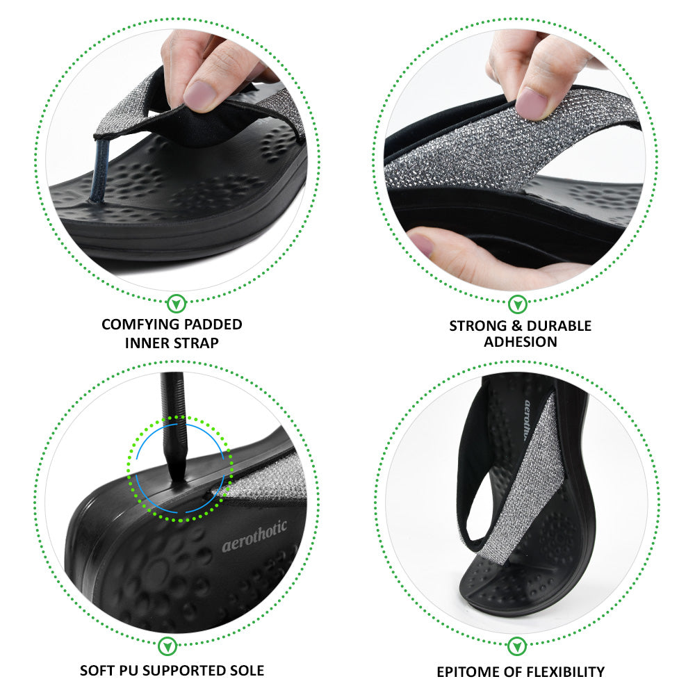 AEROTHOTIC Sparkle Ladies Fashion Flip Flop Slippers - Original Thailand Imported - L0801