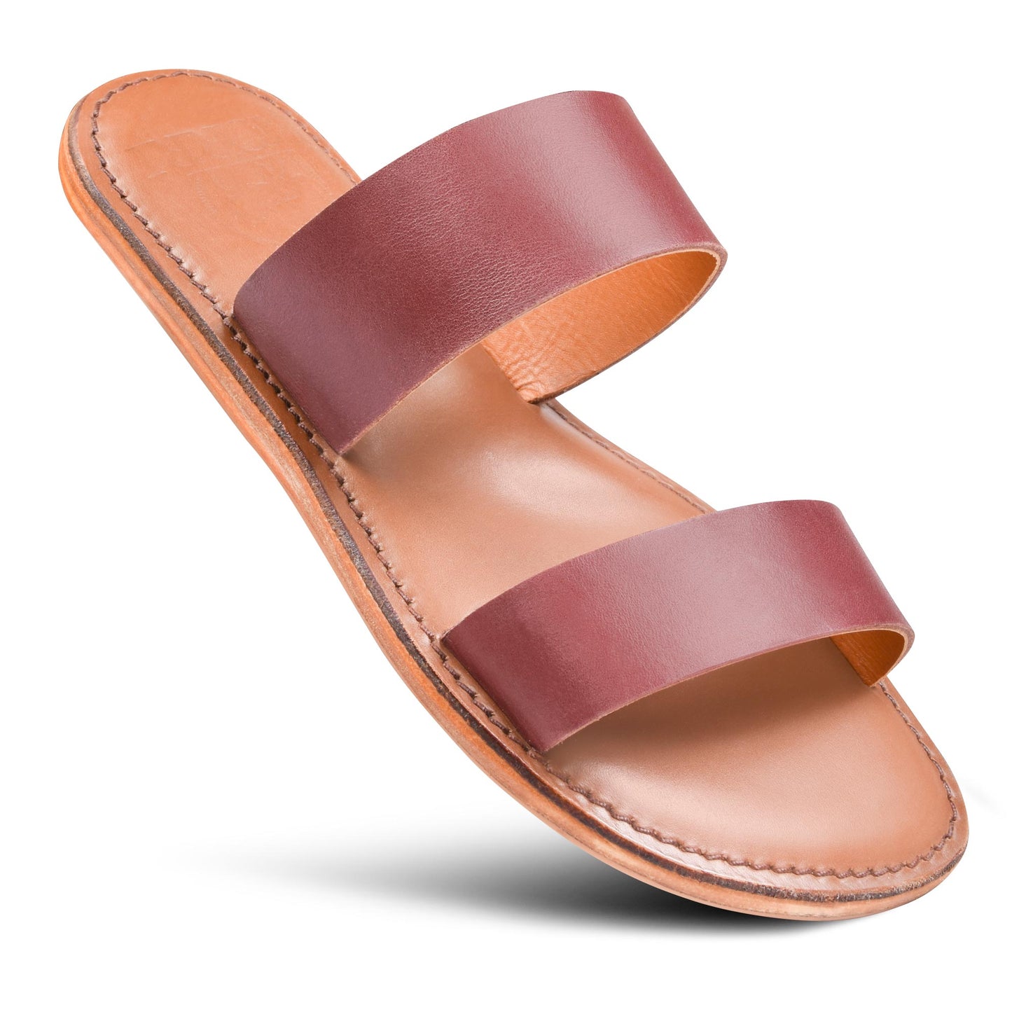PIORRI by Aerothotic - Sai Women’s Double Strap Natural Leather Slide Sandals  - LK2105