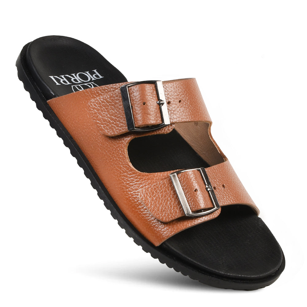 PIORRI by Aerothotic - Razzle Men’s Dual Adjustable Strap Natural Leather Sandals - LM2117