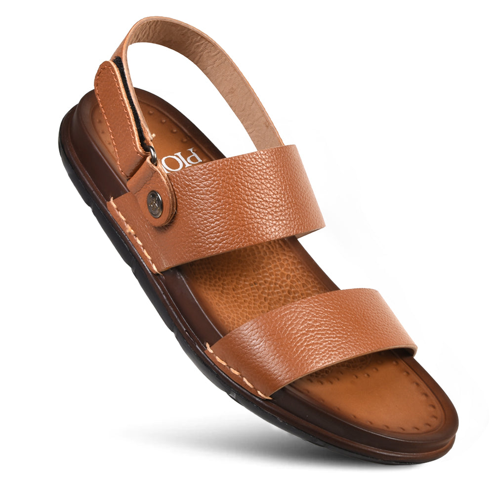 PIORRI by Aerothotic - ZIion Men’s  Adjustable Back Strap Natural Leather Sandals - LM2118