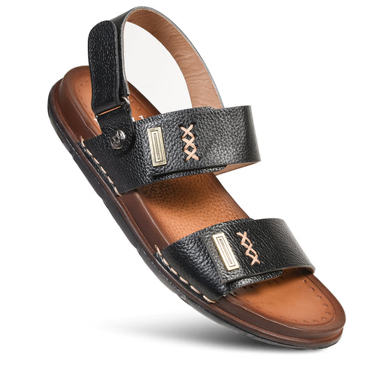 PIORRI by Aerothotic - Axel Men’s Adjustable Back Strap Natural Leather Sandals - LM2119