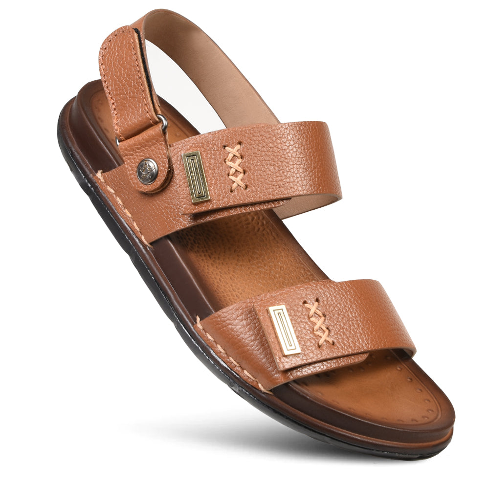 PIORRI by Aerothotic - Axel Men’s Adjustable Back Strap Natural Leather Sandals - LM2119