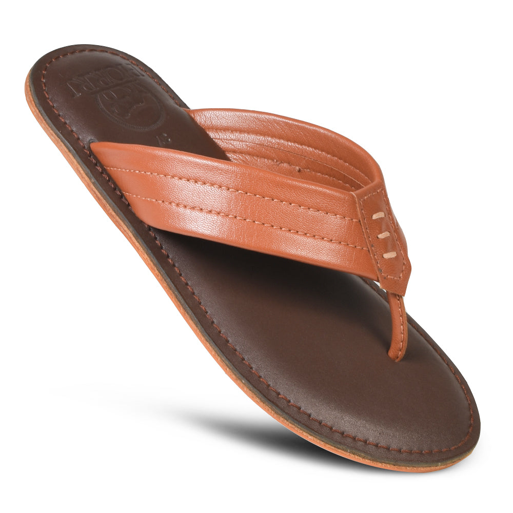 PIORRI by Aerothotic - Men’s Padded Strap Natural Leather Sandals - LM2123