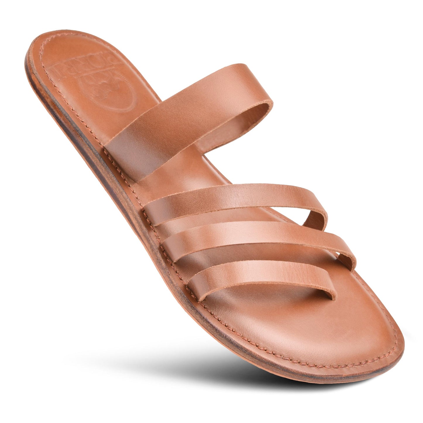 PIORRI by Aerothotic - Demet Women’s Strappy Natural Leather Slides Sandals - LK2106