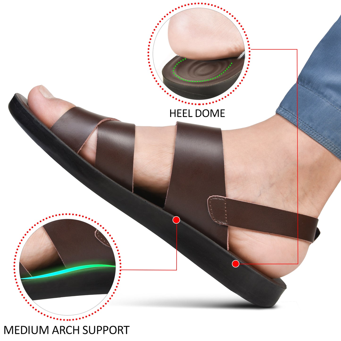 AEROTHOTIC Hemlock Men’s Adjustable Ankle Strap Sandals – Original Thailand Imported – M1311