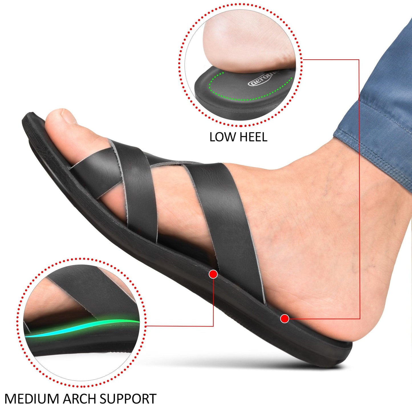 AEROTHOTIC Fraser Men’s Split Toe Comfortable Strappy Sandals – Original Thailand Imported – M1704