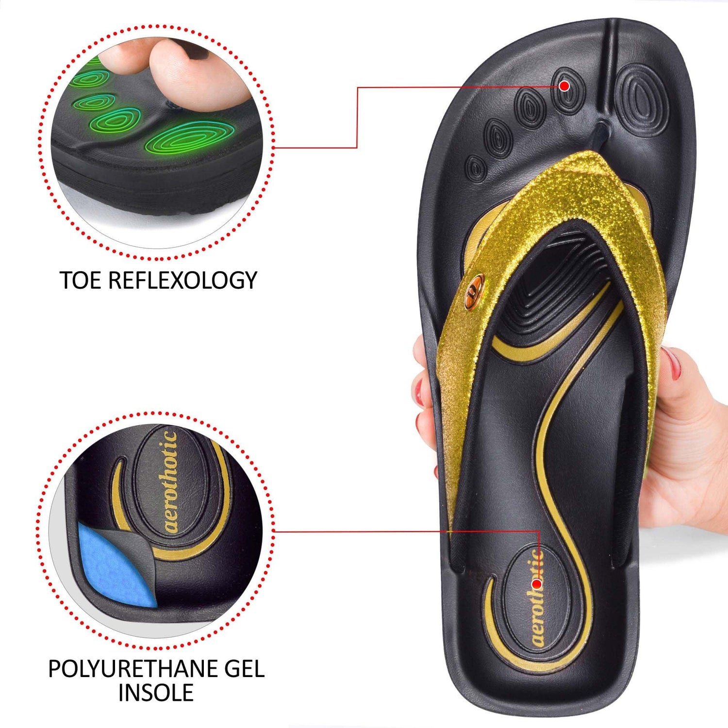AEROTHOTIC Crystal Mist Ladies Fancy Chappal - Original Thailand Imported - L0312