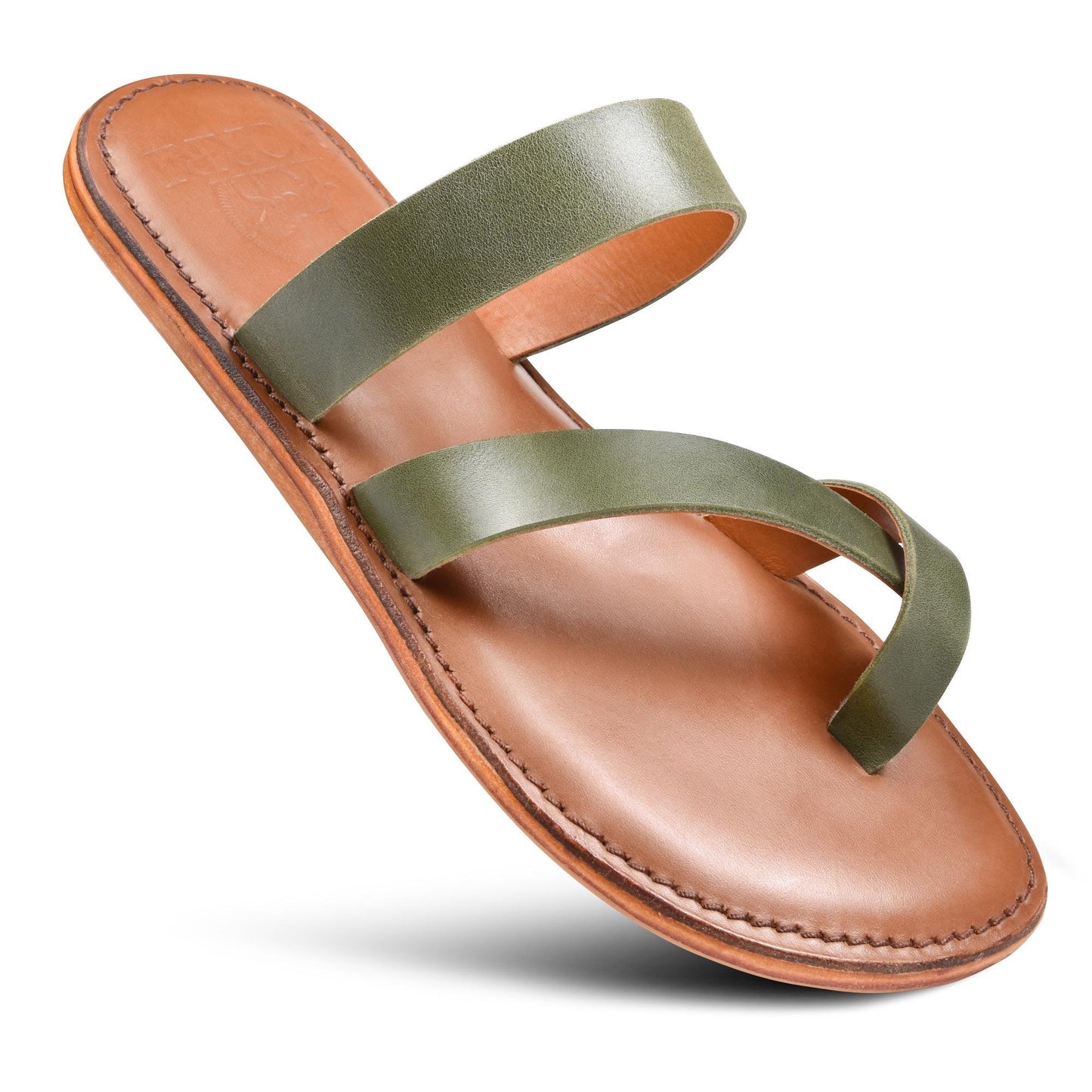 PIORRI by Aerothotic - Styx Women’s Natural Leather Split Toe Slide Sandals - LK2101