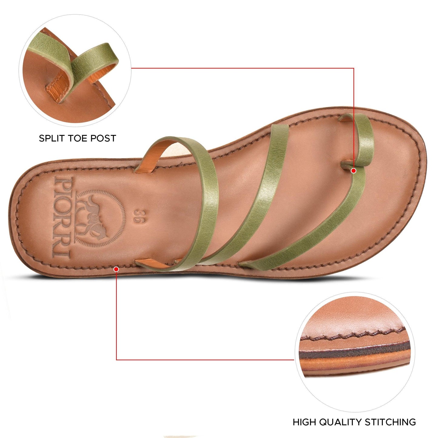 PIORRI by Aerothotic - Acacia Women’s Natural Leather Comfortable Strap Sandals - LK2108