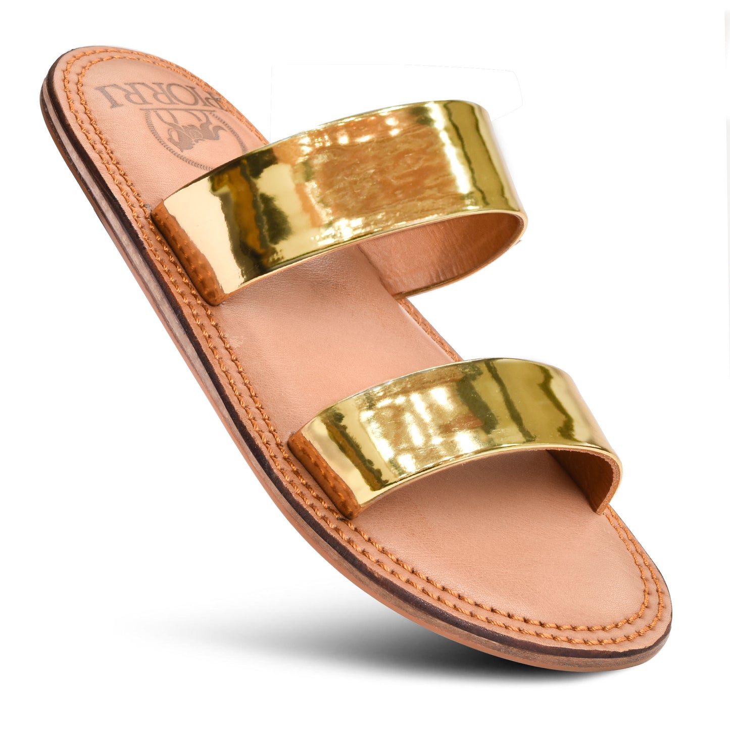 PIORRI by Aerothotic - Selene Women’s Flat Natural Leather Comfortable Slide Sandals - LK2109